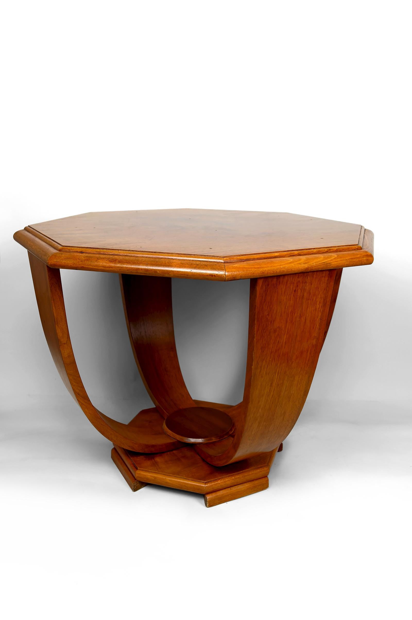 Art Déco Tavolino ottagonale in noce / Gueridon - Art Deco modernista, Francia, CIRCA 1925 in vendita