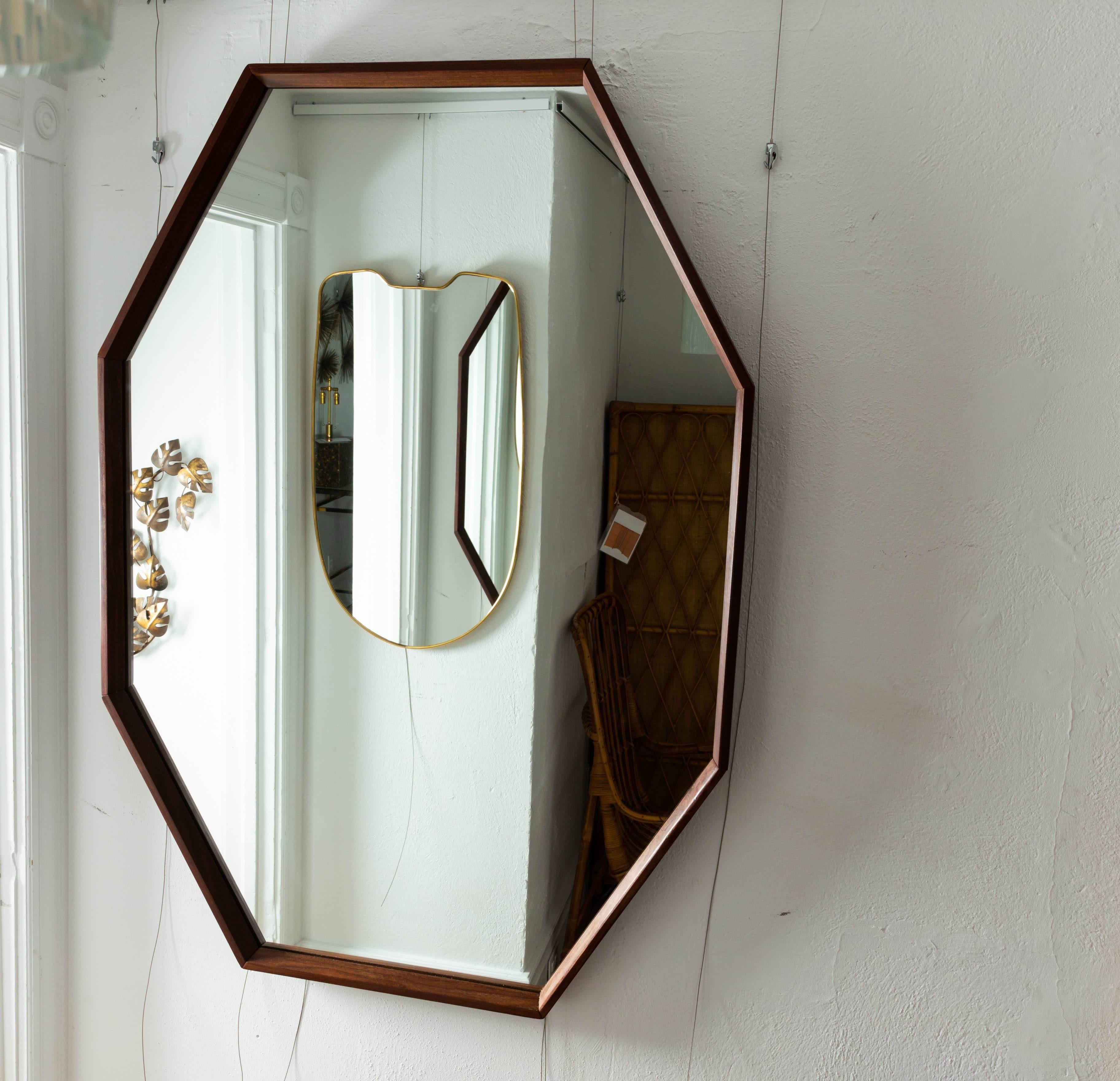 20th Century Octagonal Walnut Surround Mirror