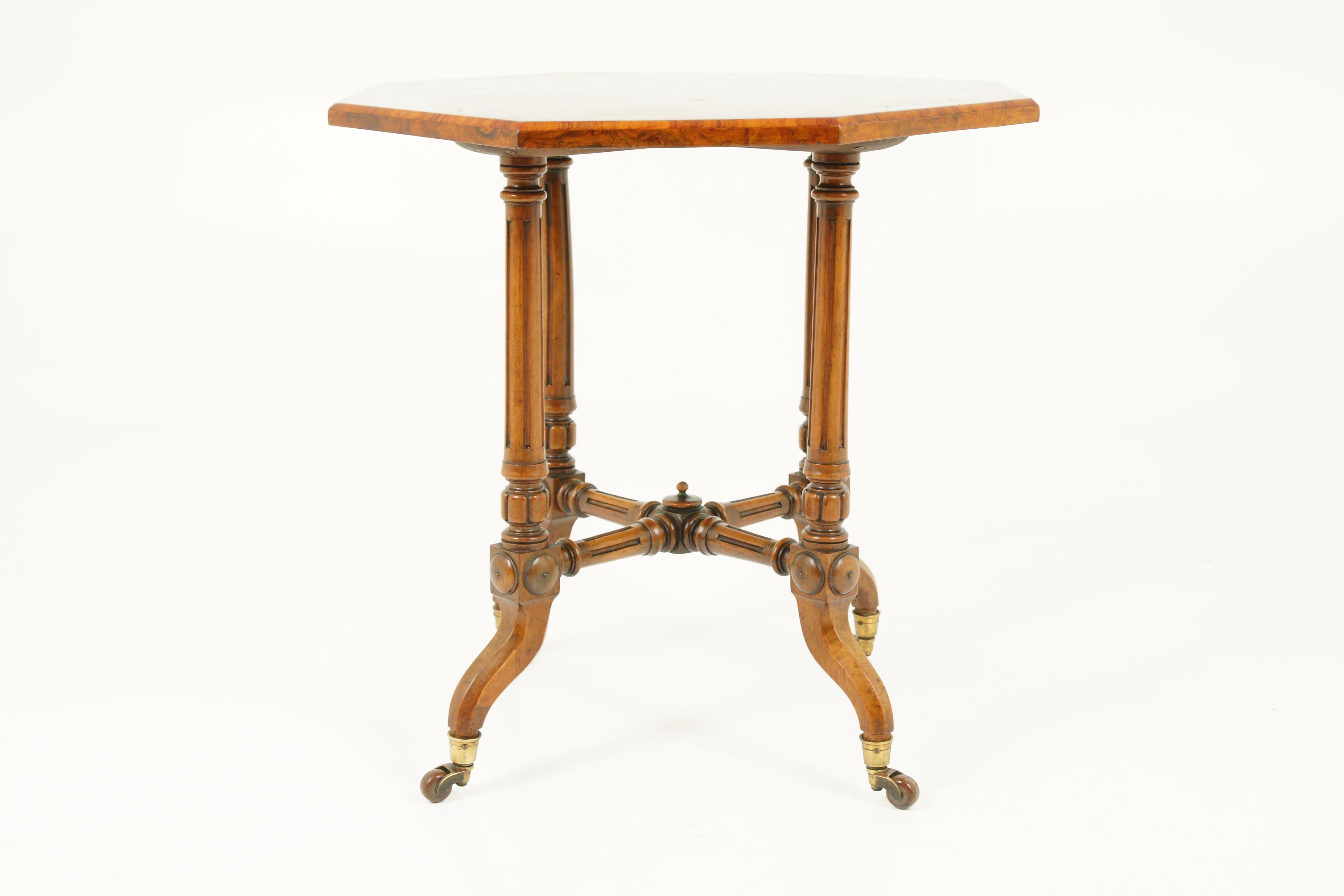 Hand-Crafted Antique Octagonal Table, Burr Walnut Table, Victorian, Scotland 1880, B1782