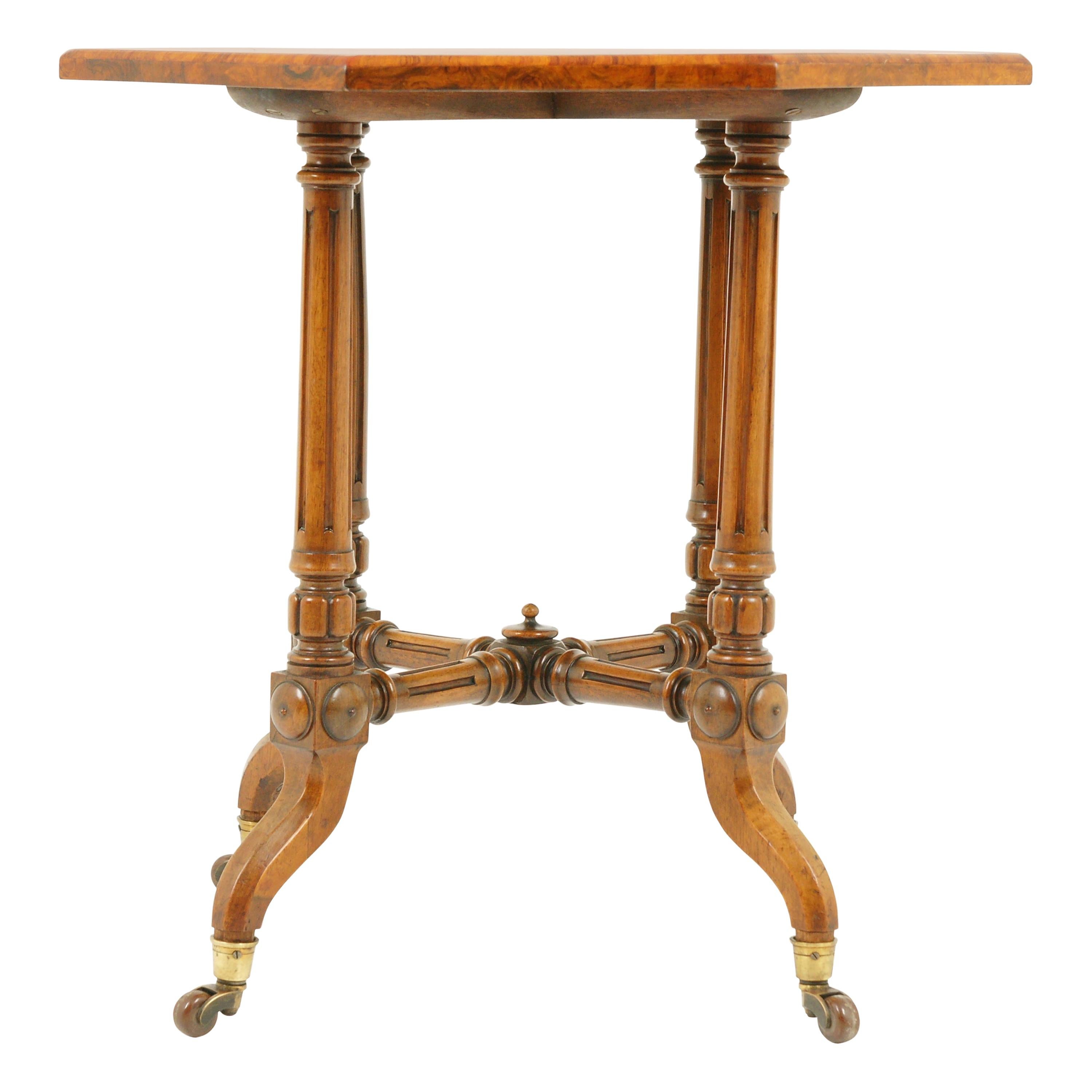 Antique Octagonal Table, Burr Walnut Table, Victorian, Scotland 1880, B1782