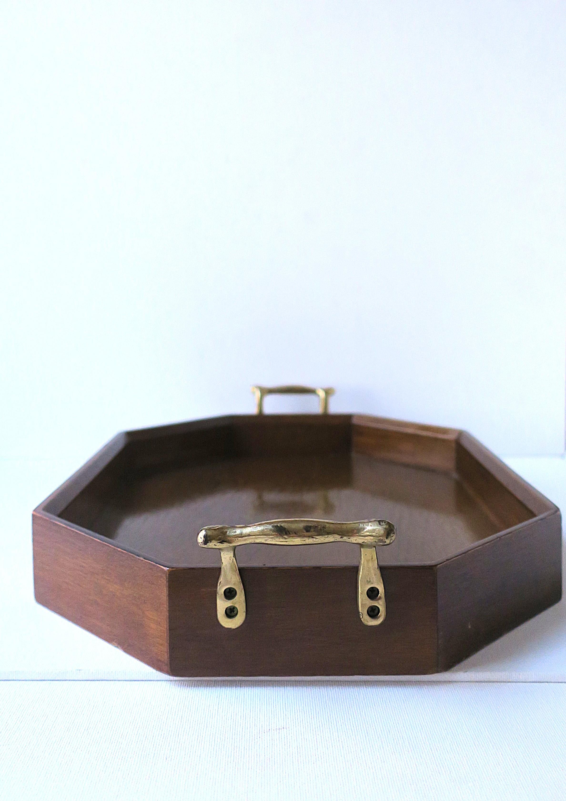 Vassoio da portata in Wood e ottone in vendita 6