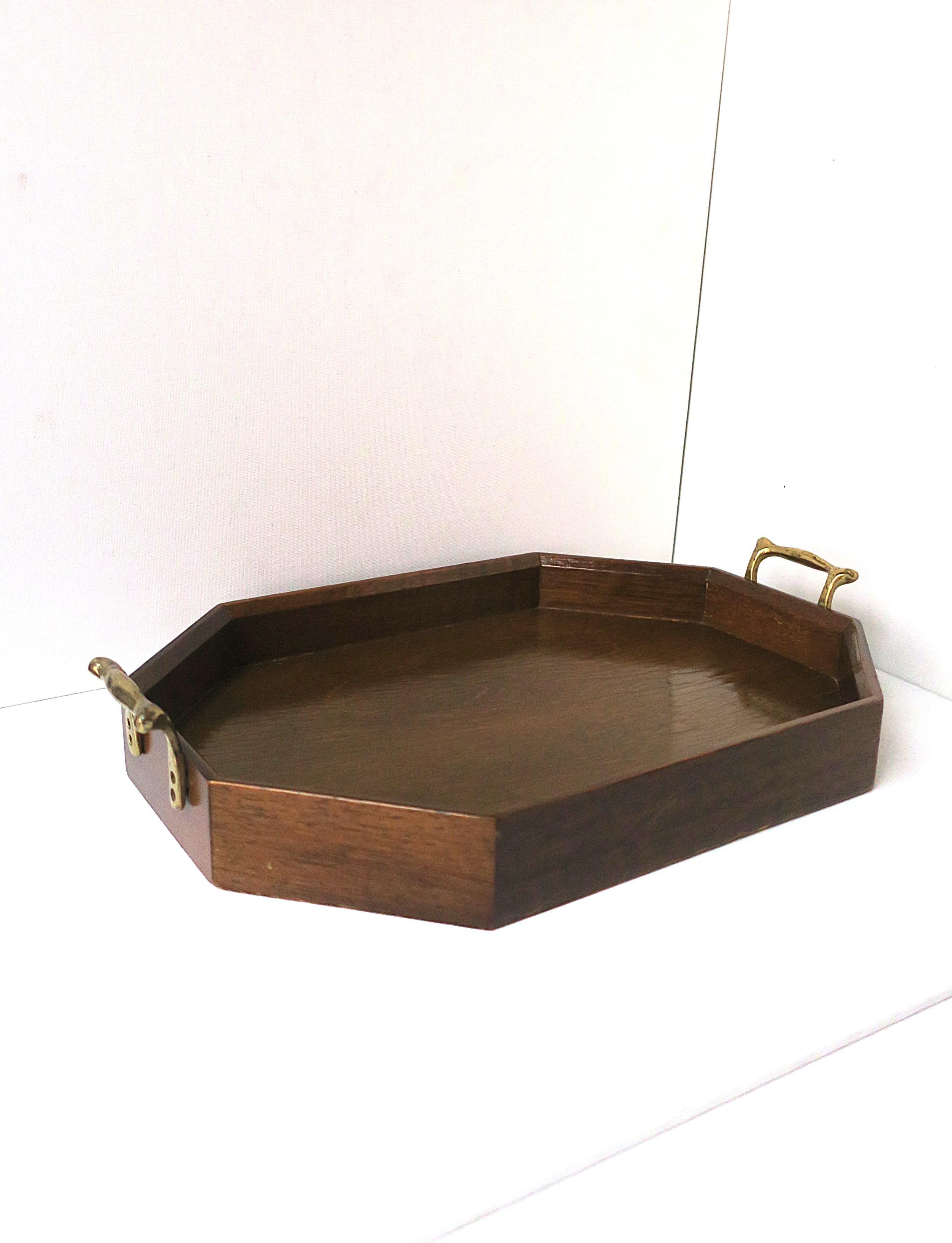 Vassoio da portata in Wood e ottone in vendita 1