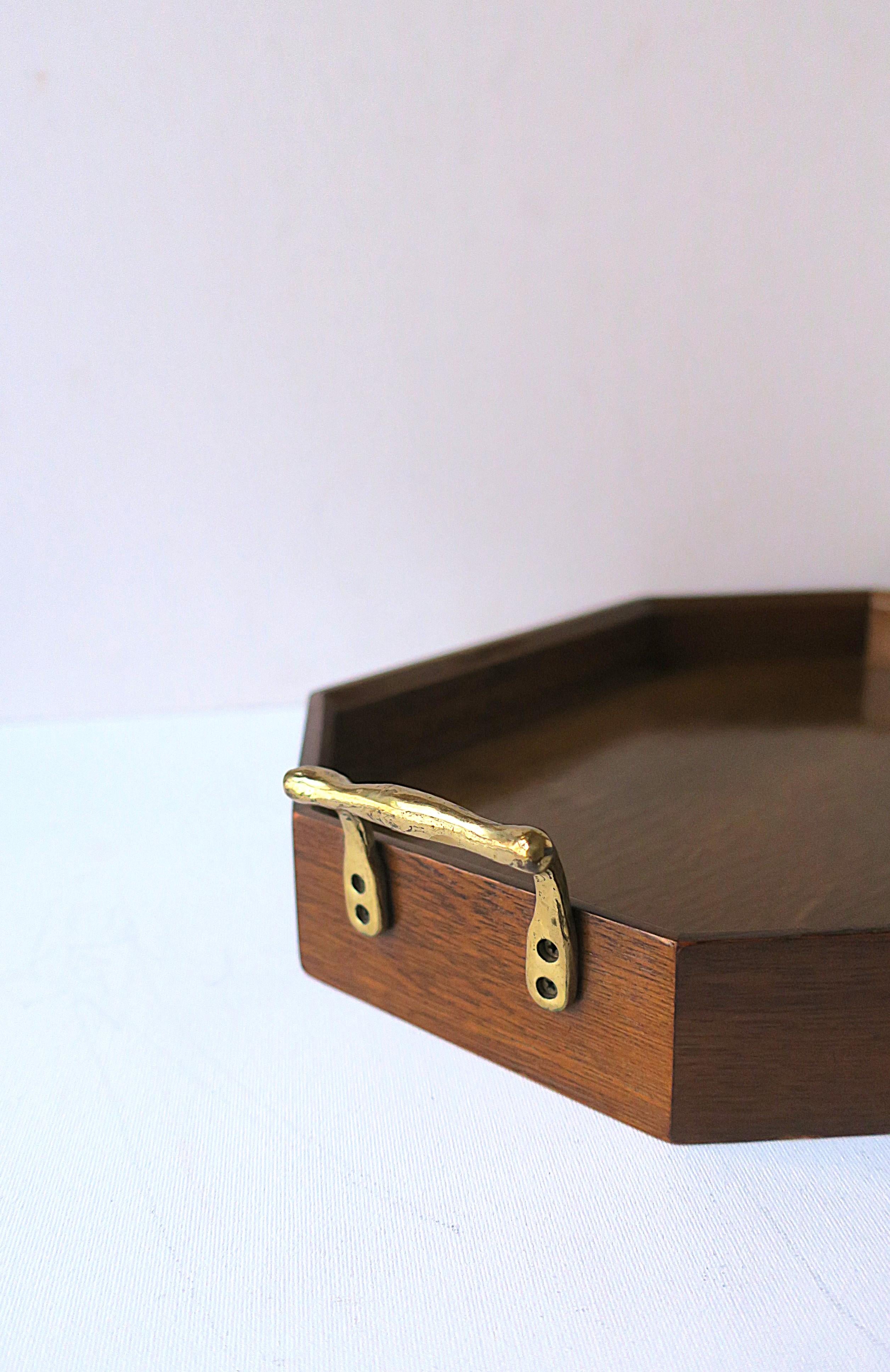 Vassoio da portata in Wood e ottone in vendita 5