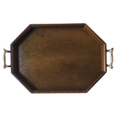 Bandeja para servir de madera y latón