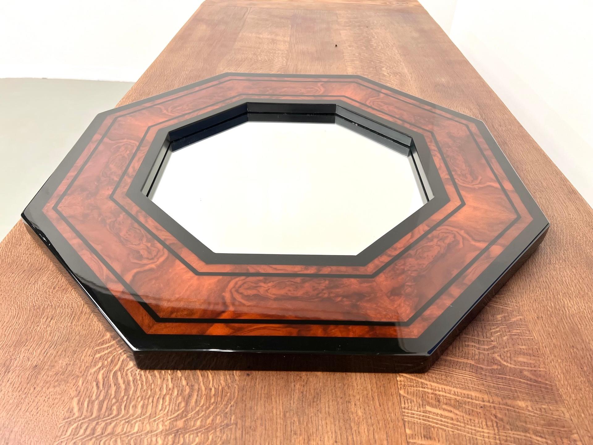 Miroir octogonal de Jean-Claude Mahey, France 1970 Bon état - En vente à LYON, FR