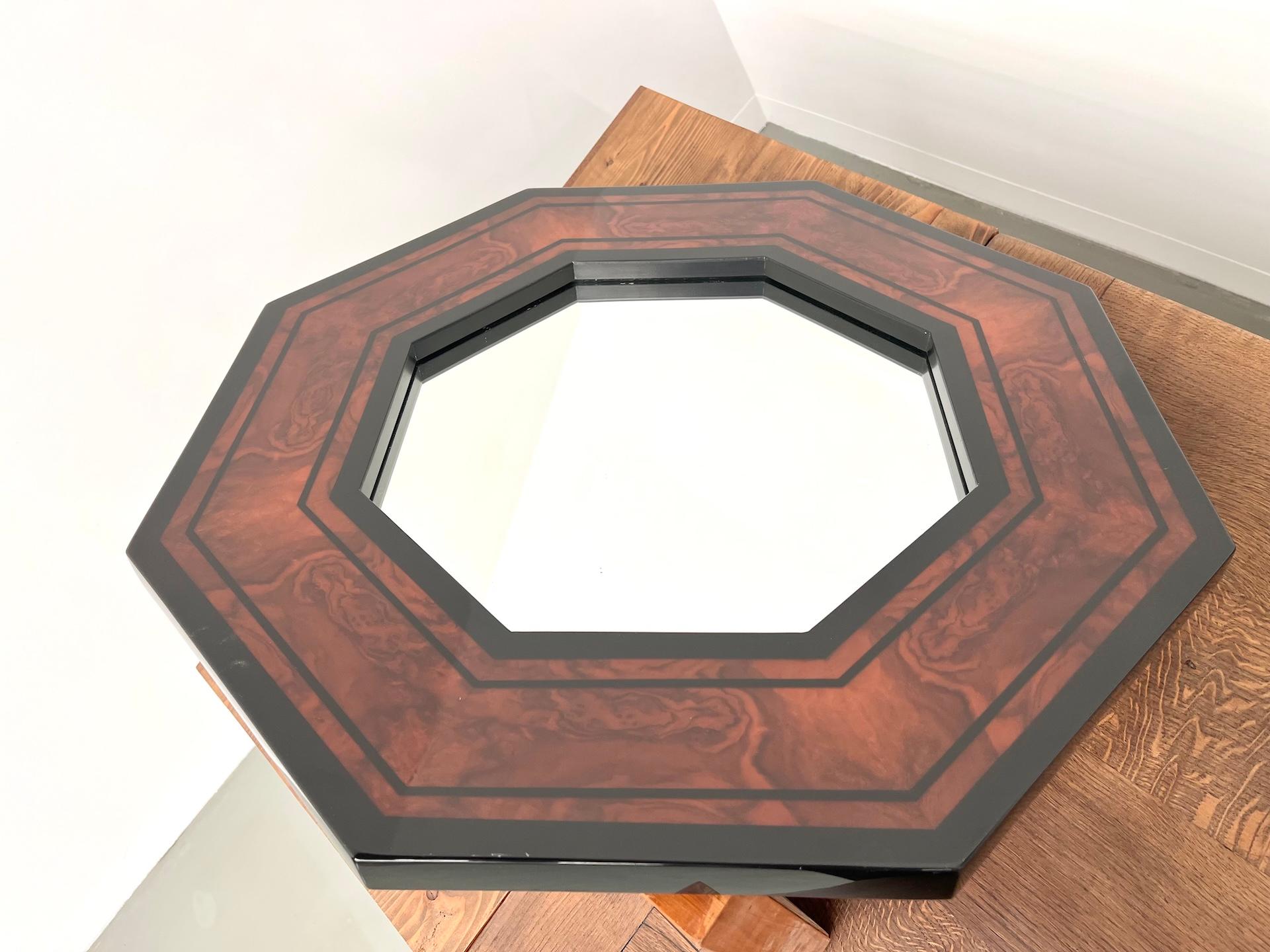 Laque Miroir octogonal de Jean-Claude Mahey, France 1970 en vente