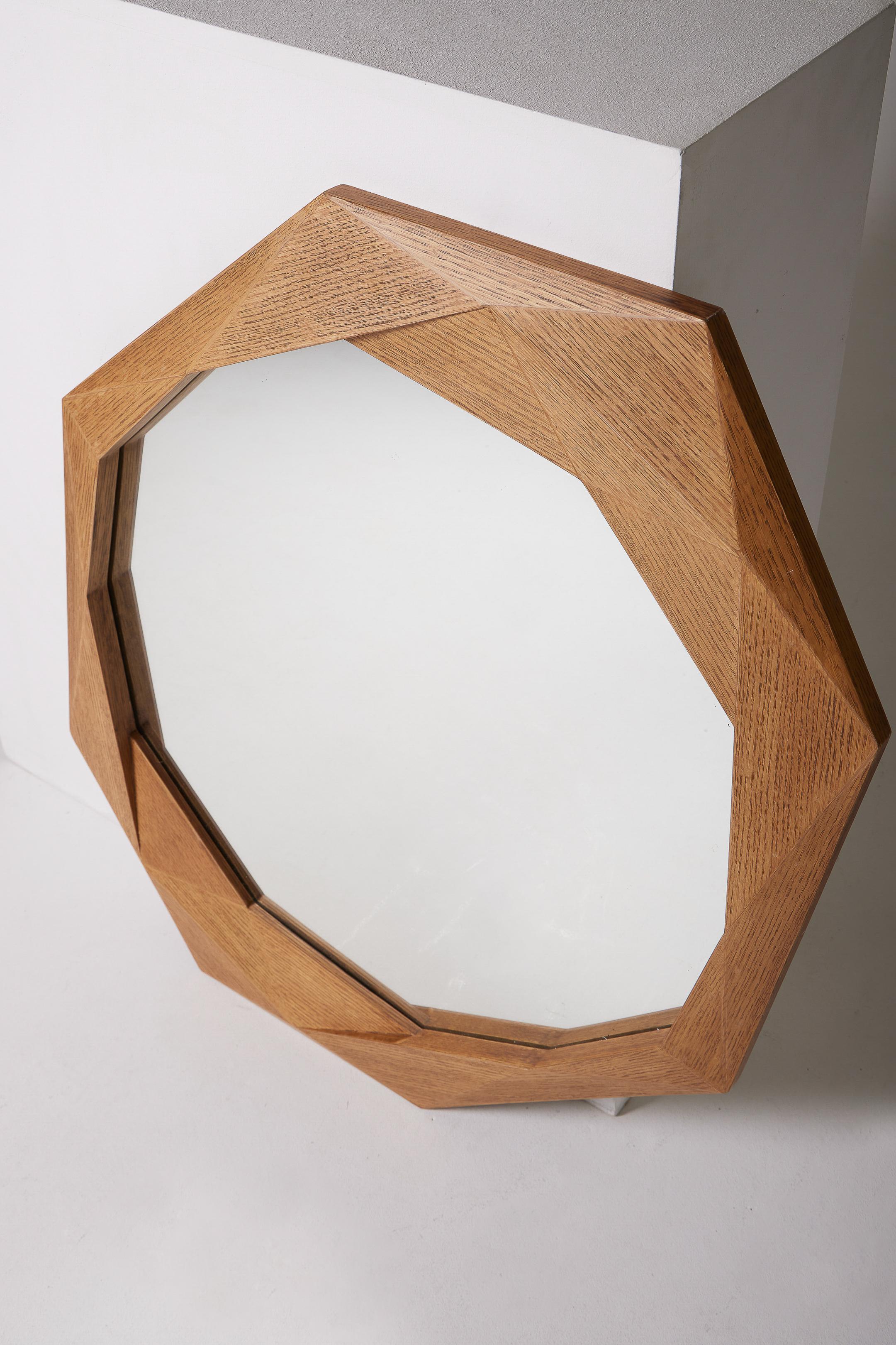 Bois Miroir octogonal en bois