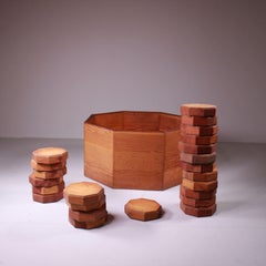 Octagonal wooden planter holder, 1960s