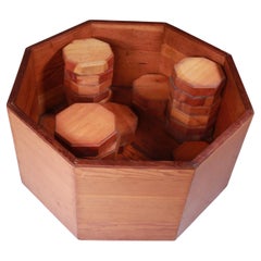 Octagonal wooden planter holder, 1960s