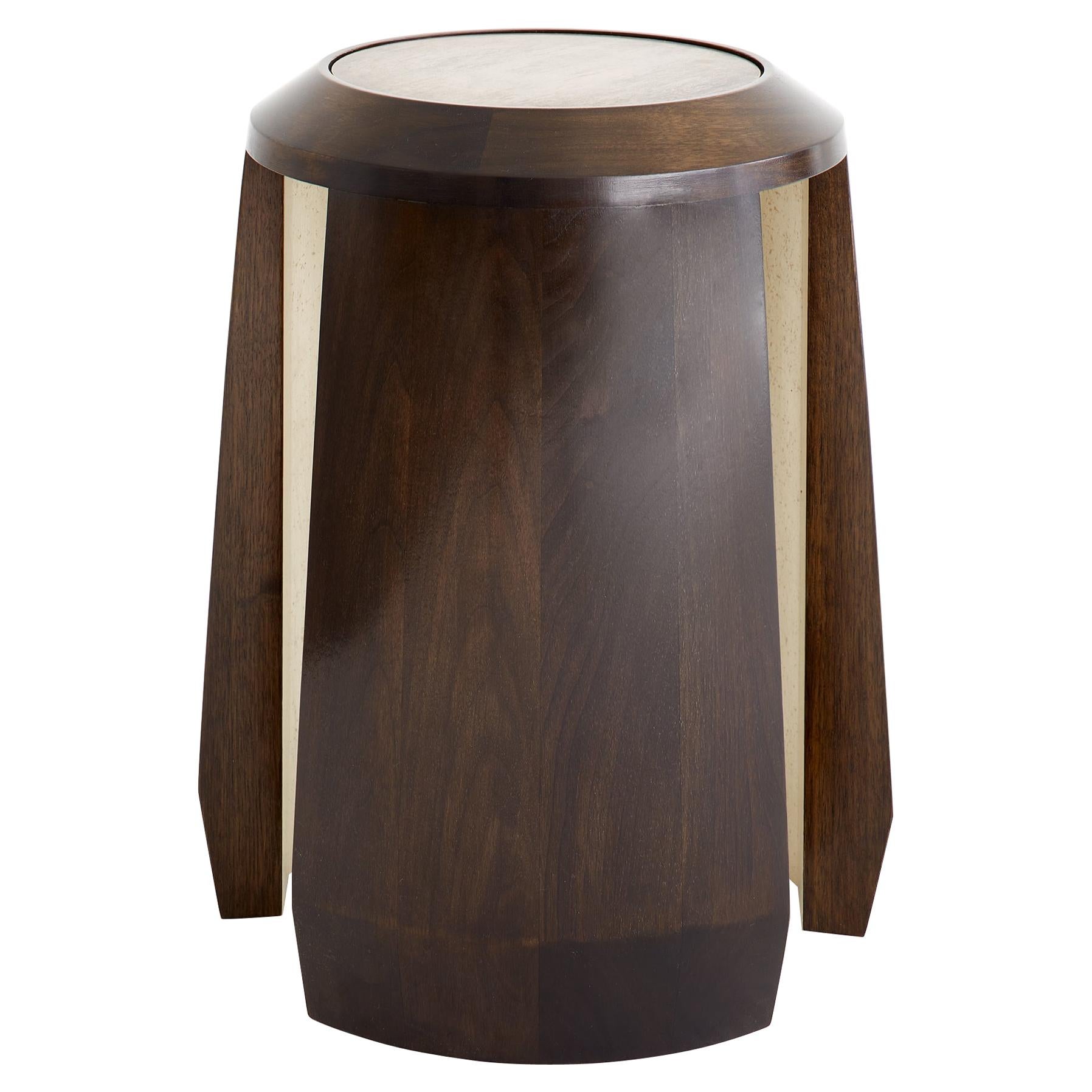 Octantis Modern Side Table Made of Walnut with Bronze Top