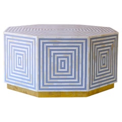 Octave Grey Coffee Table with Brass Sheet Base