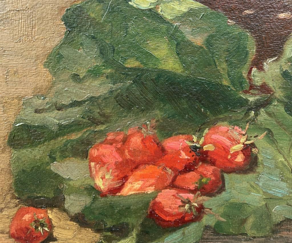 Octave Cartel(Belgian painter) - 20th century Still life painting - Strawberries For Sale 2