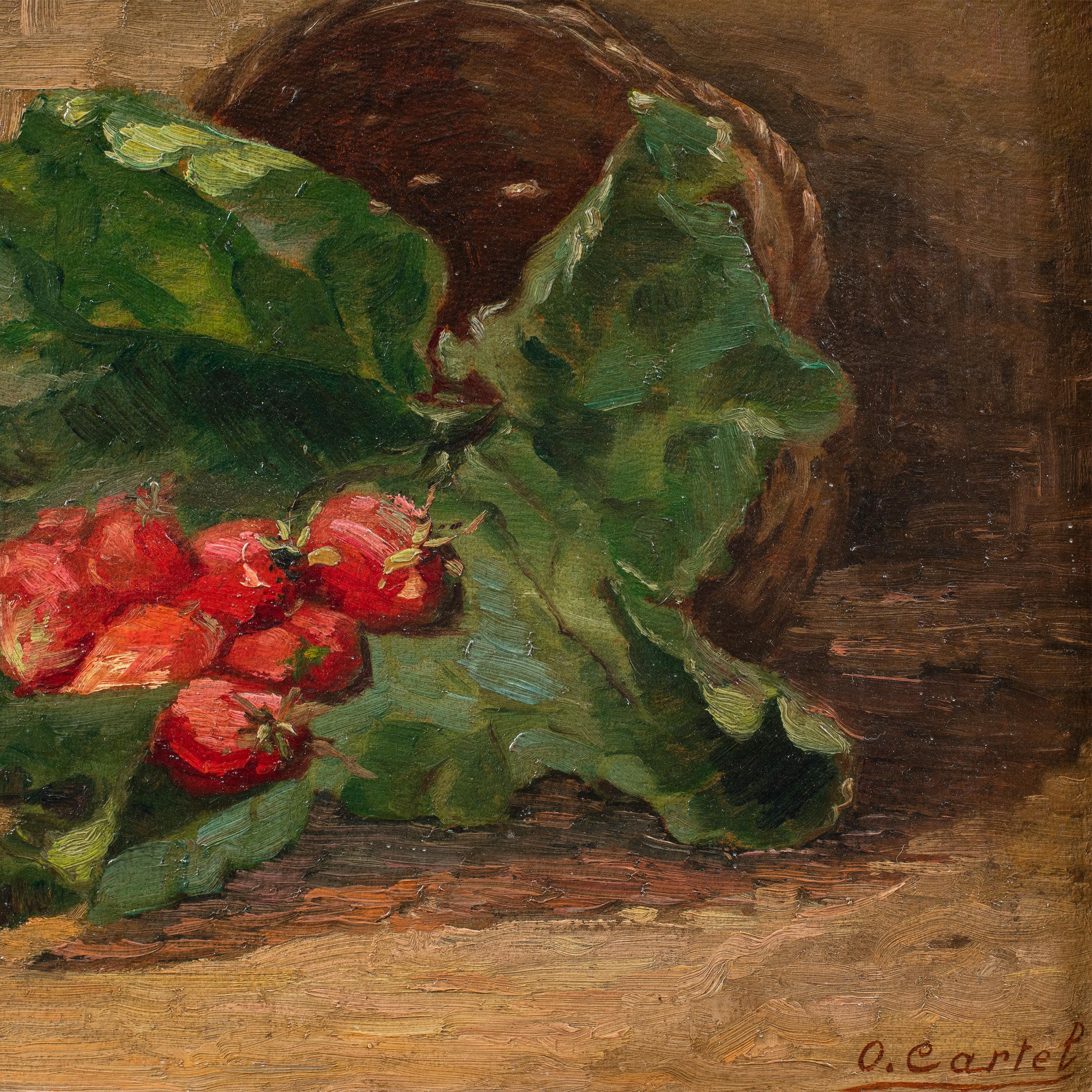 Octave Cartel(pintor belga) - Siglo XX Pintura de bodegón - Fresas en venta 1
