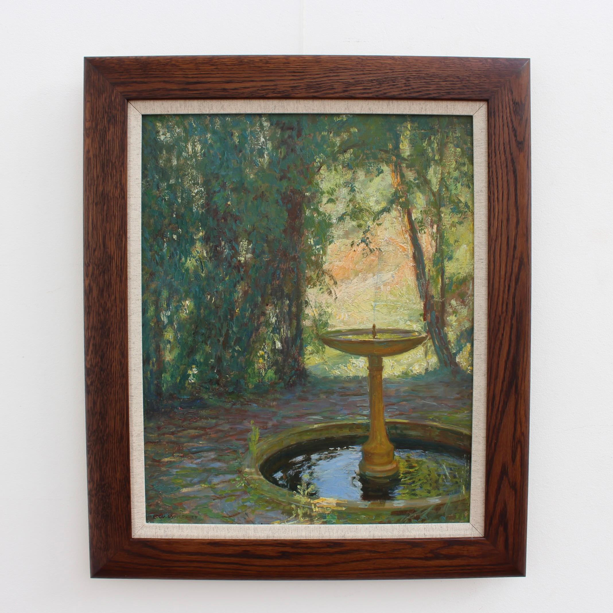 Fountain in a Park - Painting by Octave-Denis-Victor Guillonnet