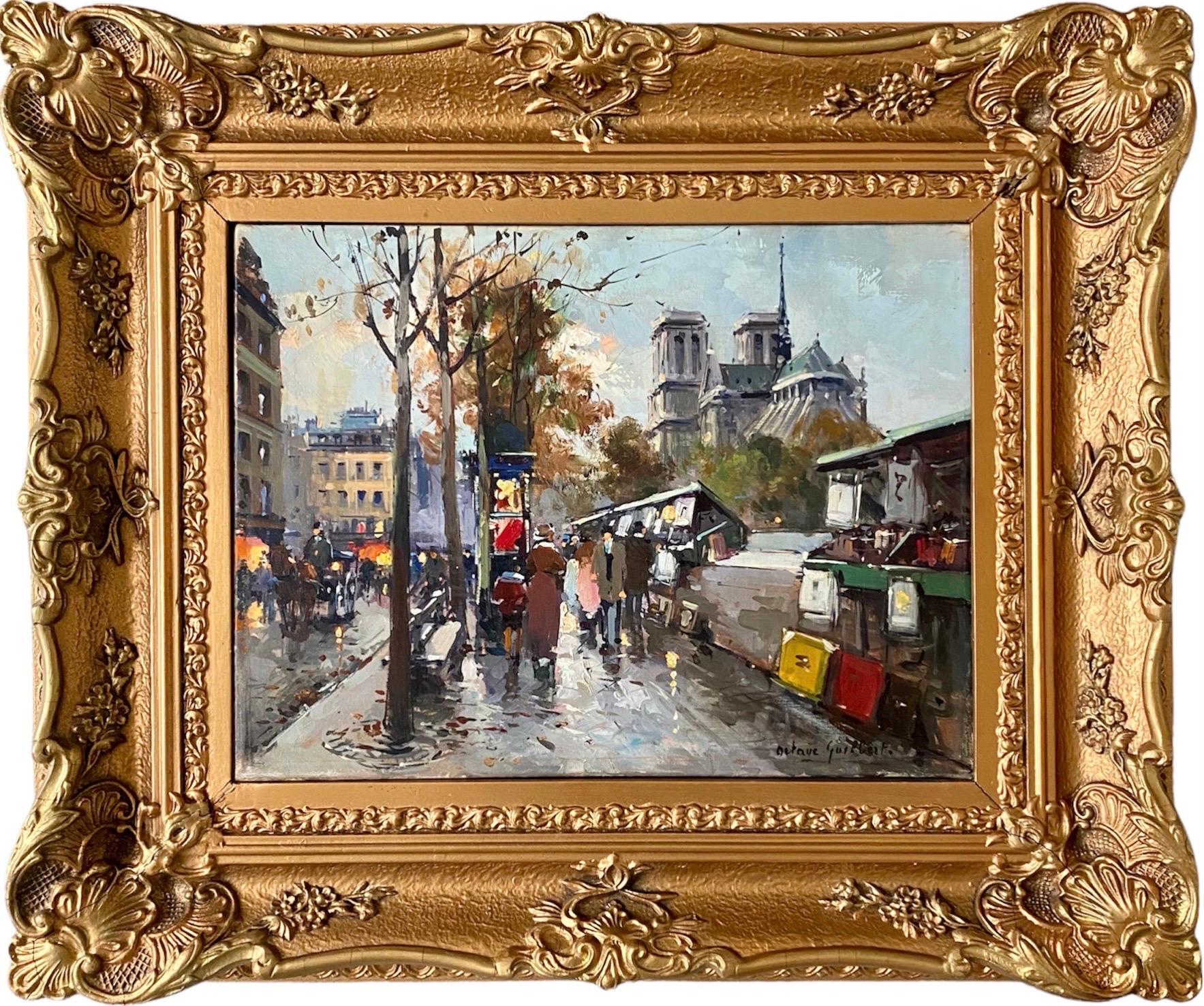 Octave Guilbert Figurative Painting - 19th century style French impressionist cityscape of Paris - Galien Laloue