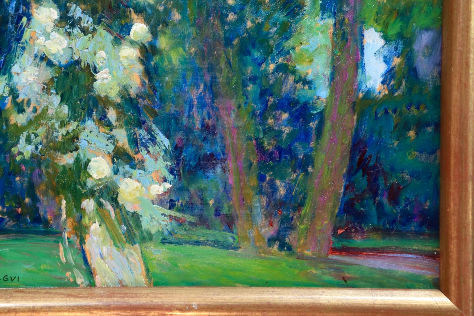 Arbres en fleurs - Post Impressionist Oil, Trees in Landscape by EODV Guillonnet 2