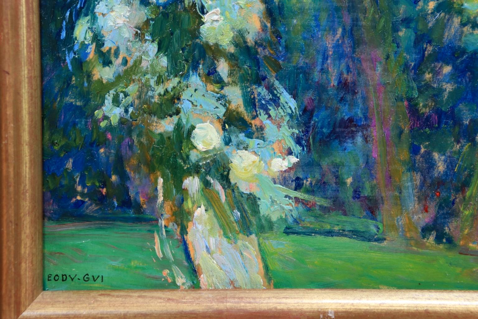 Arbres en fleurs - Post Impressionist Oil, Trees in Landscape by EODV Guillonnet 3
