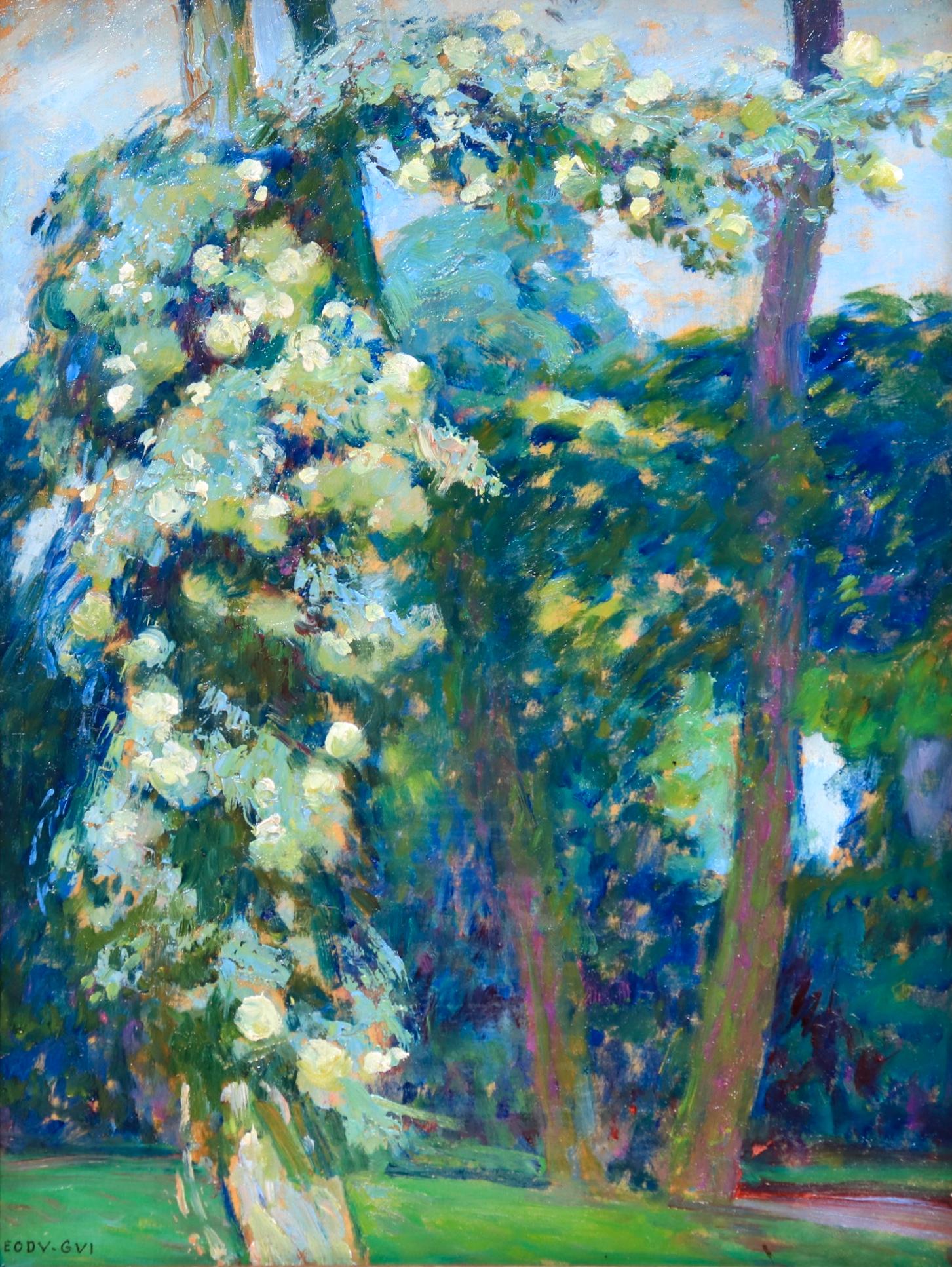 Octave Guillonnet Landscape Painting - Arbres en fleurs - Post Impressionist Oil, Trees in Landscape by EODV Guillonnet
