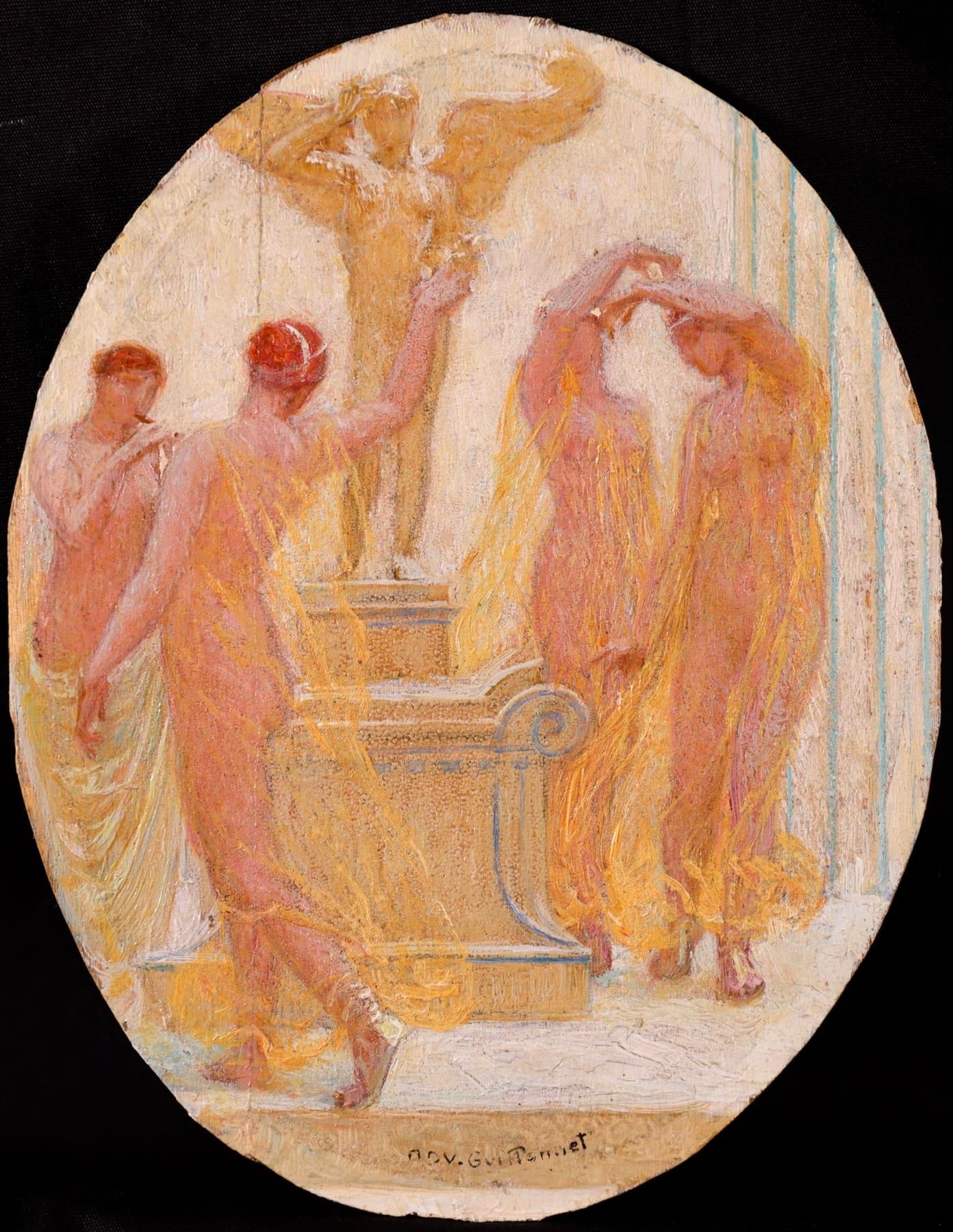 Dancing Nymphs - Post Impressionist Oil, Figures Dancing by Octave Guillonnet 1