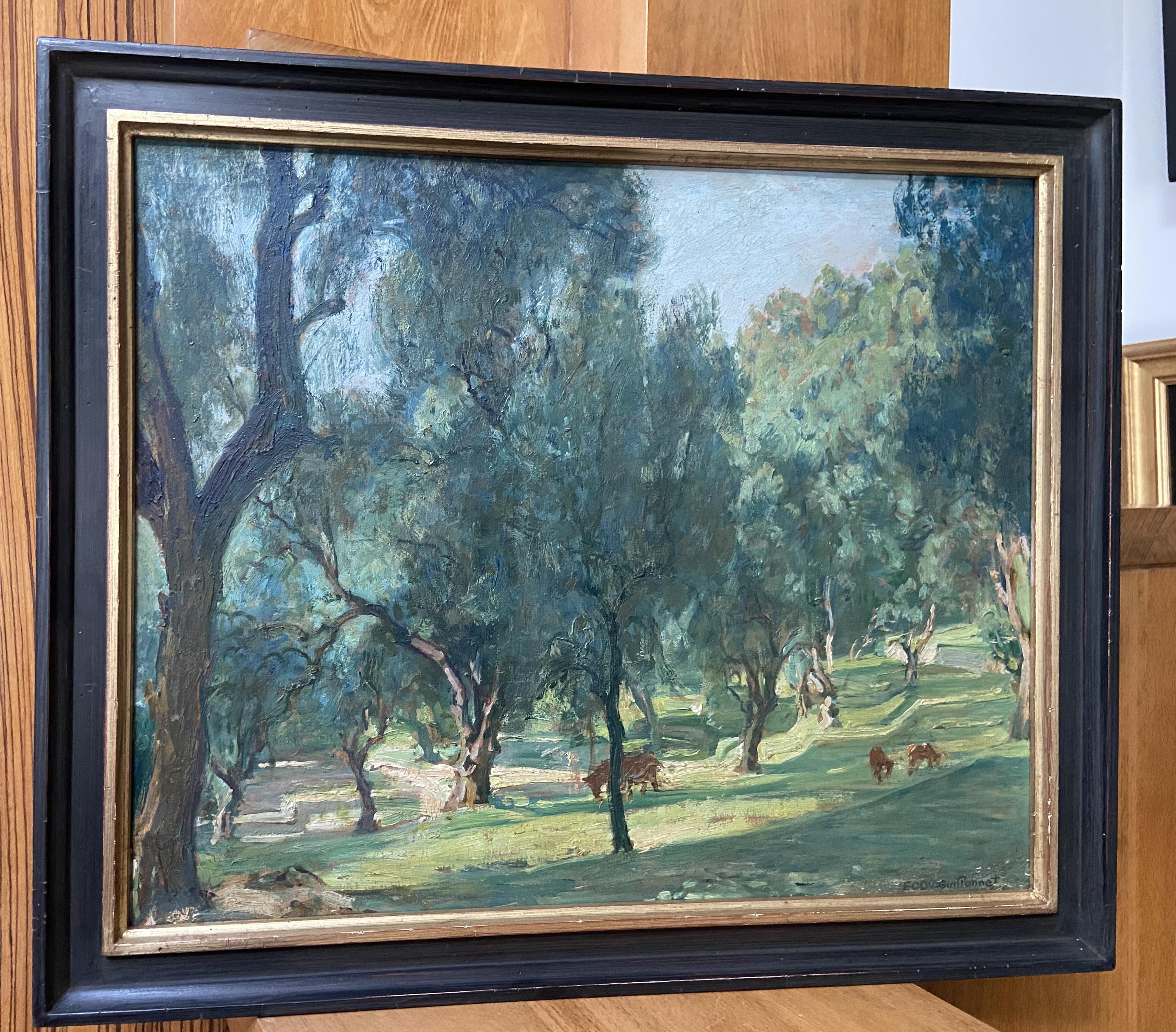 Octave Denis Victor Guillonnet (1872 - 1967) Les Oliviers, oil on panel signed For Sale 2