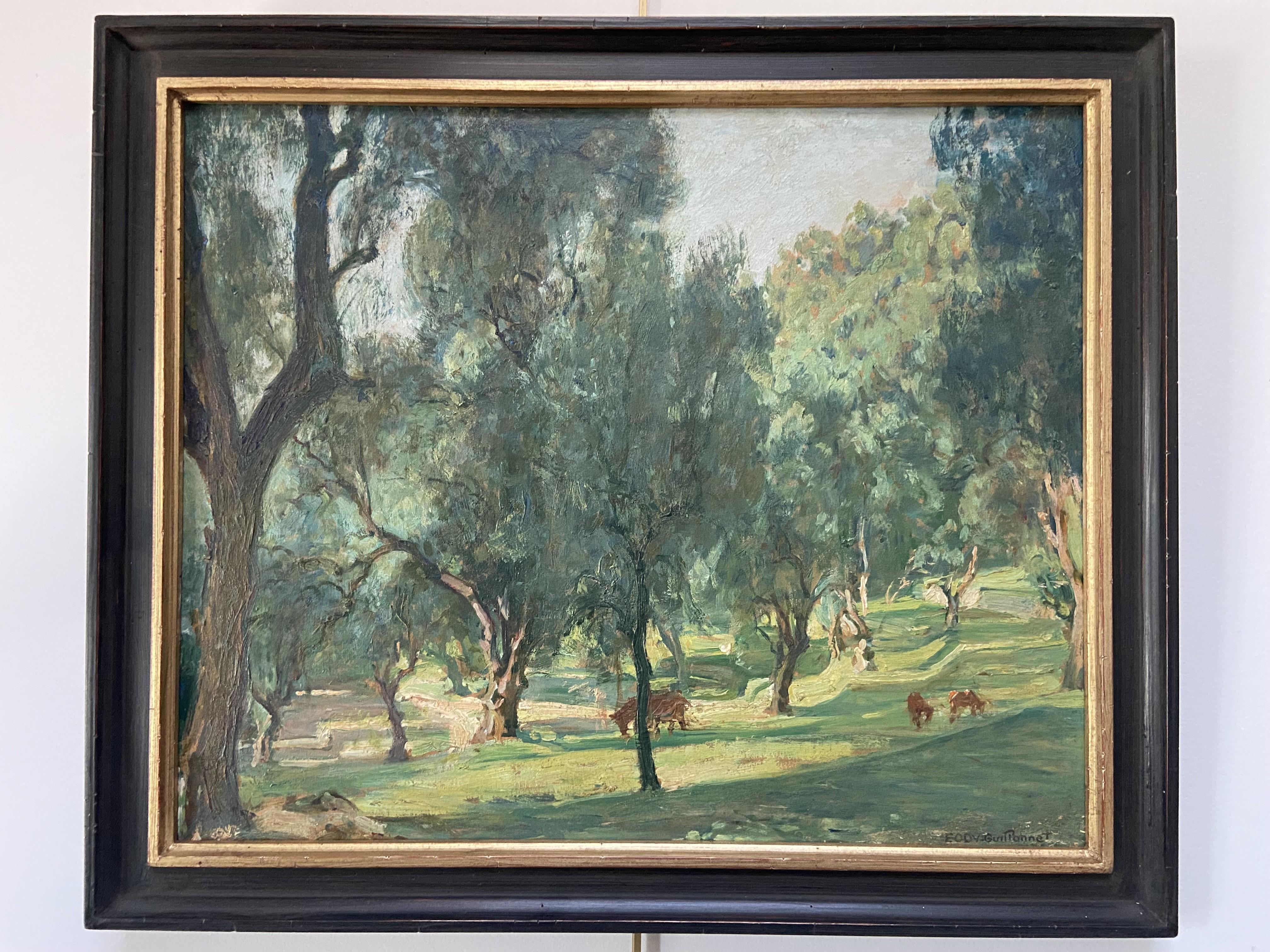 Octave Denis Victor Guillonnet (1872 - 1967) Les Oliviers, oil on panel signed For Sale 3