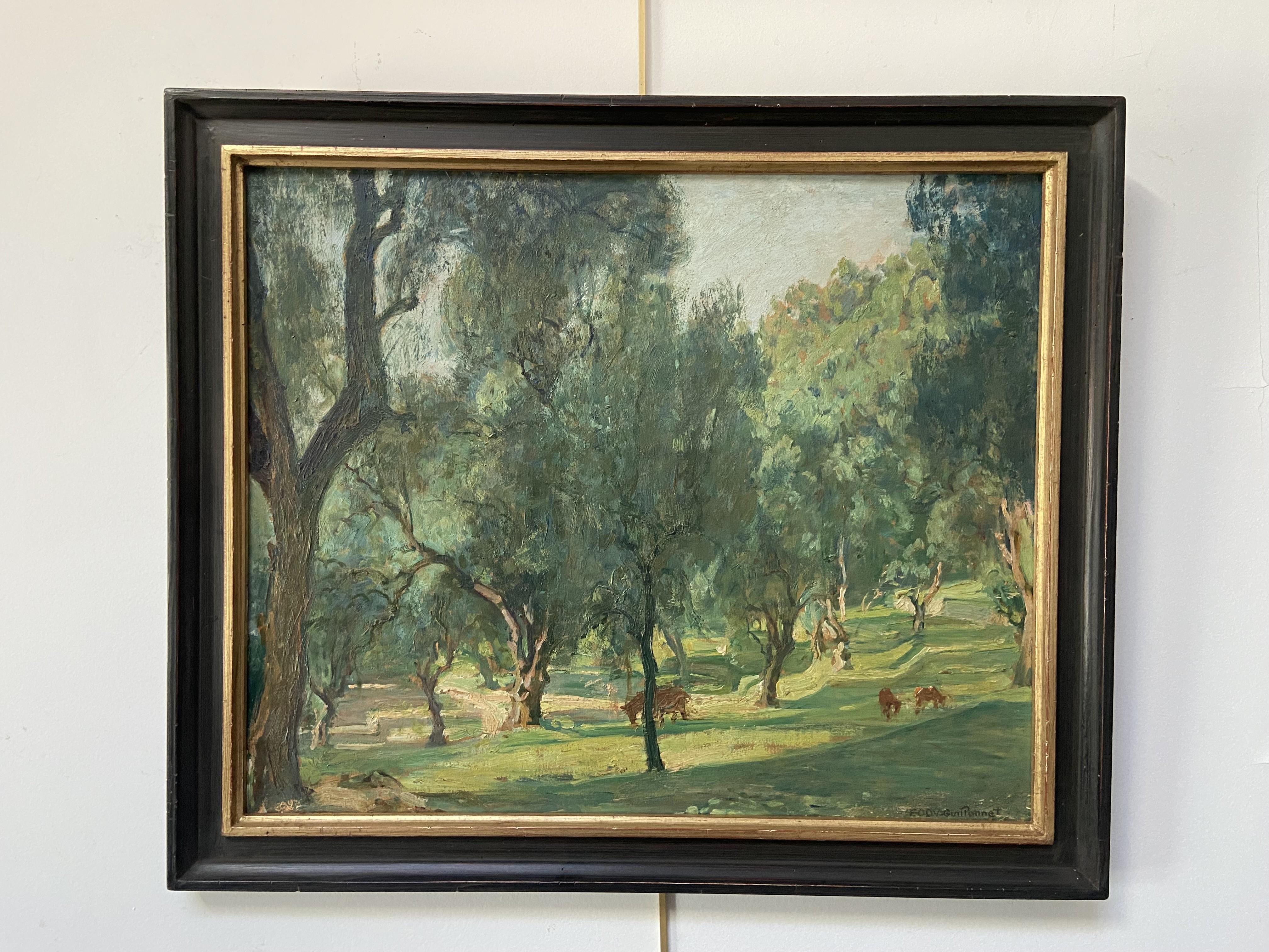 Octave Denis Victor Guillonnet (1872 - 1967) Les Oliviers, oil on panel signed For Sale 5