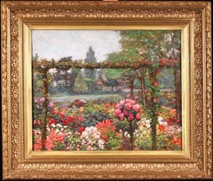 Un jardin d'ete - Post Impressionist Flowers Landscape Oil by Octave Guillonnet