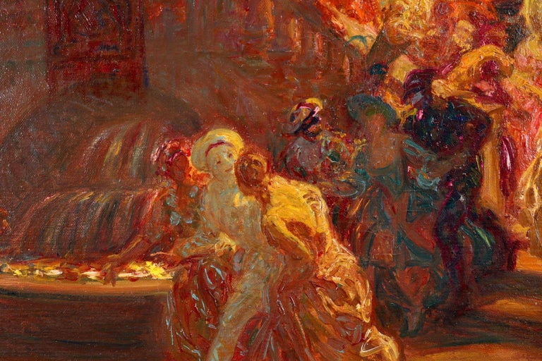 The Ball - Post Impressionist Oil, Figures in Interior by Octave Guillonnet  10
