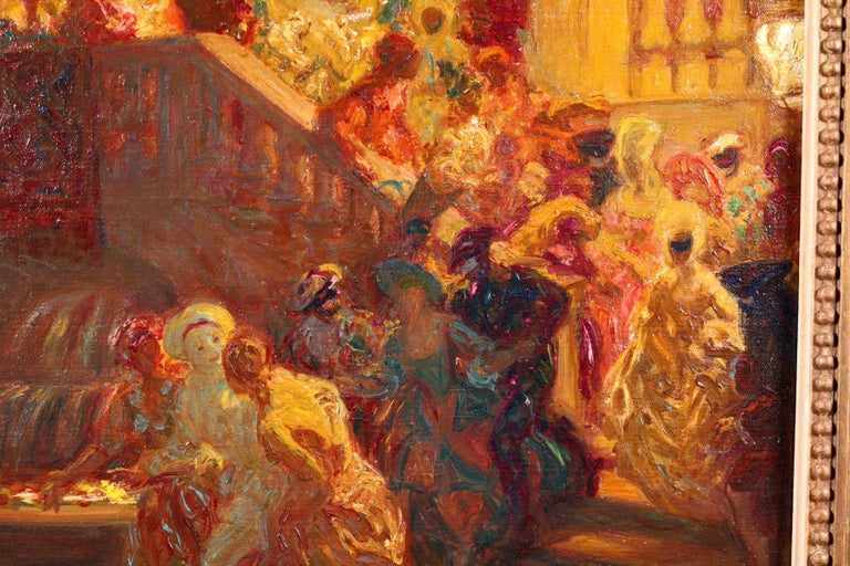 The Ball - Post Impressionist Oil, Figures in Interior by Octave Guillonnet  7