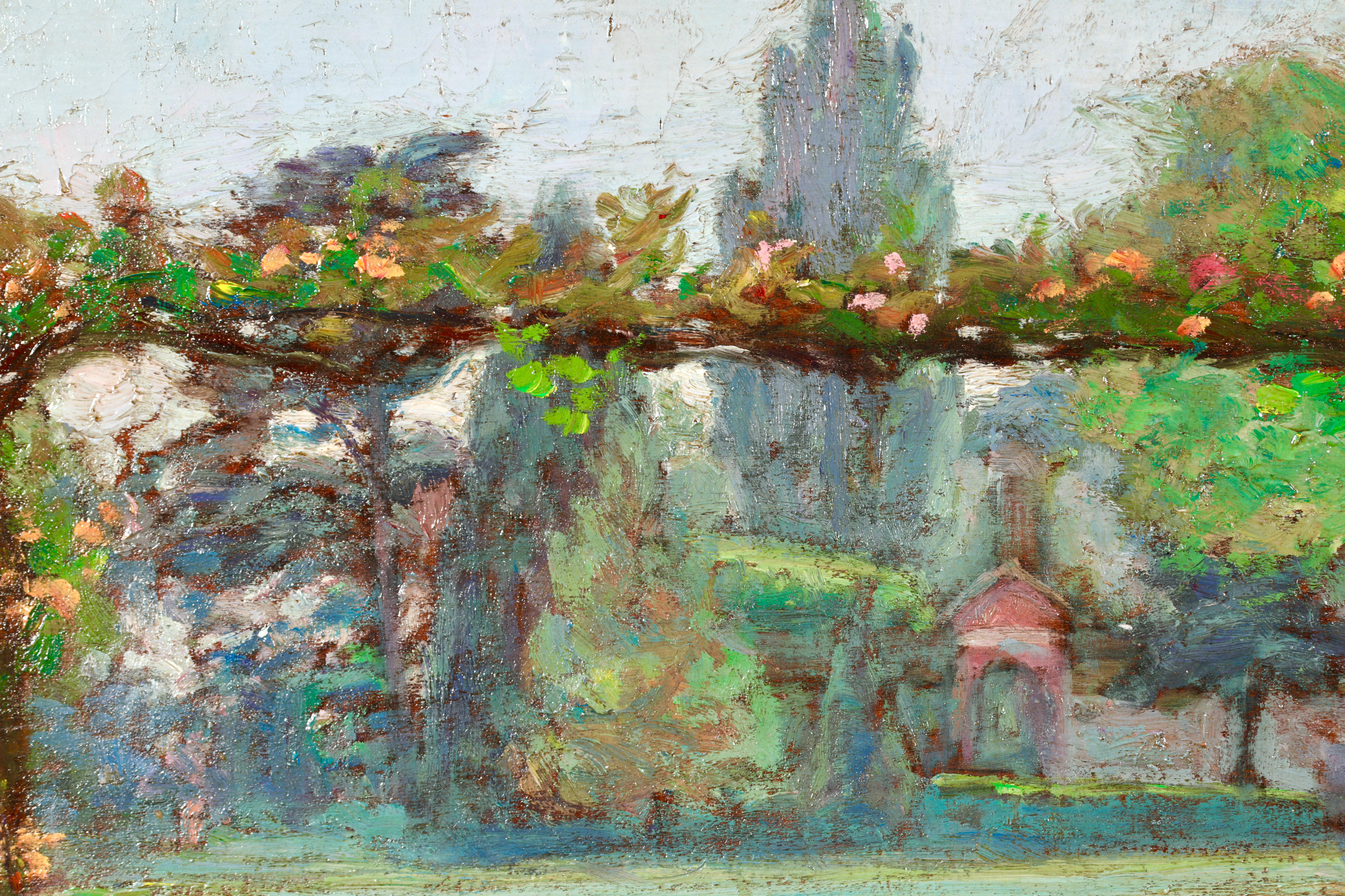 Un jardin d'ete - Fleurs post-impressionnistes - Paysage Huile d'Octave Guillonnet en vente 8