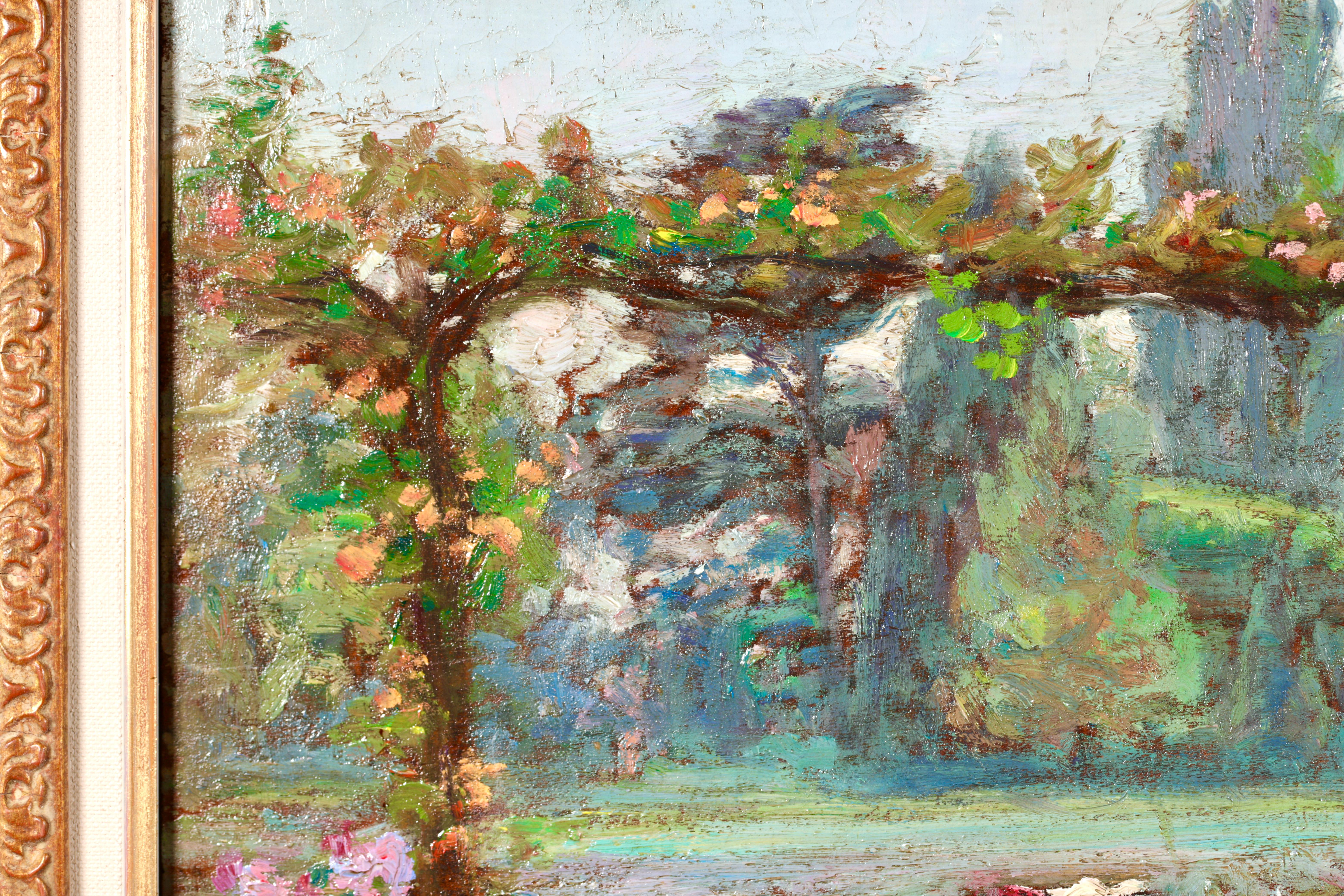 Un jardin d'ete - Fleurs post-impressionnistes - Paysage Huile d'Octave Guillonnet en vente 7