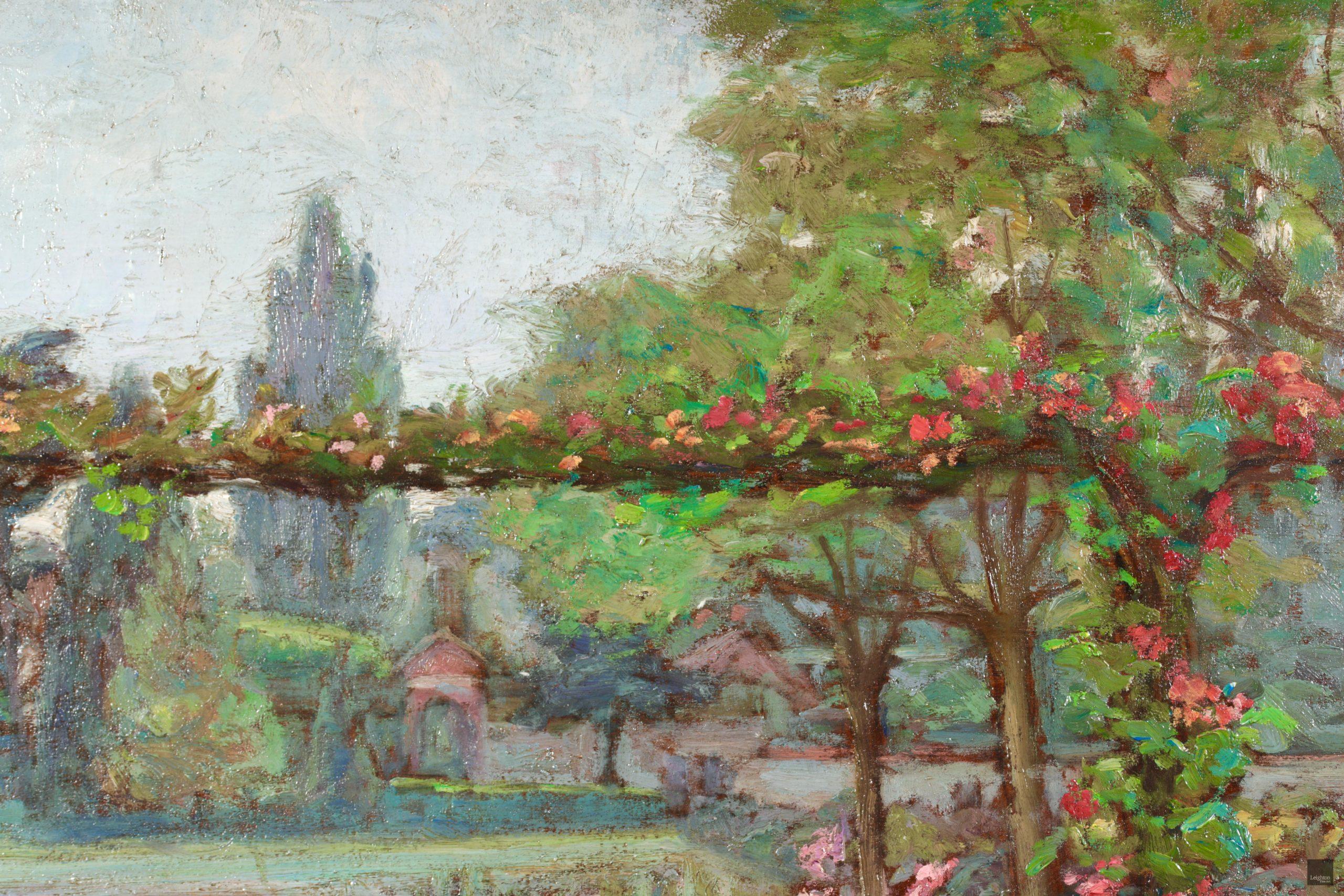 Un jardin d'ete - Paysage post-impressionniste Huile d'Octave Guillonnet en vente 1