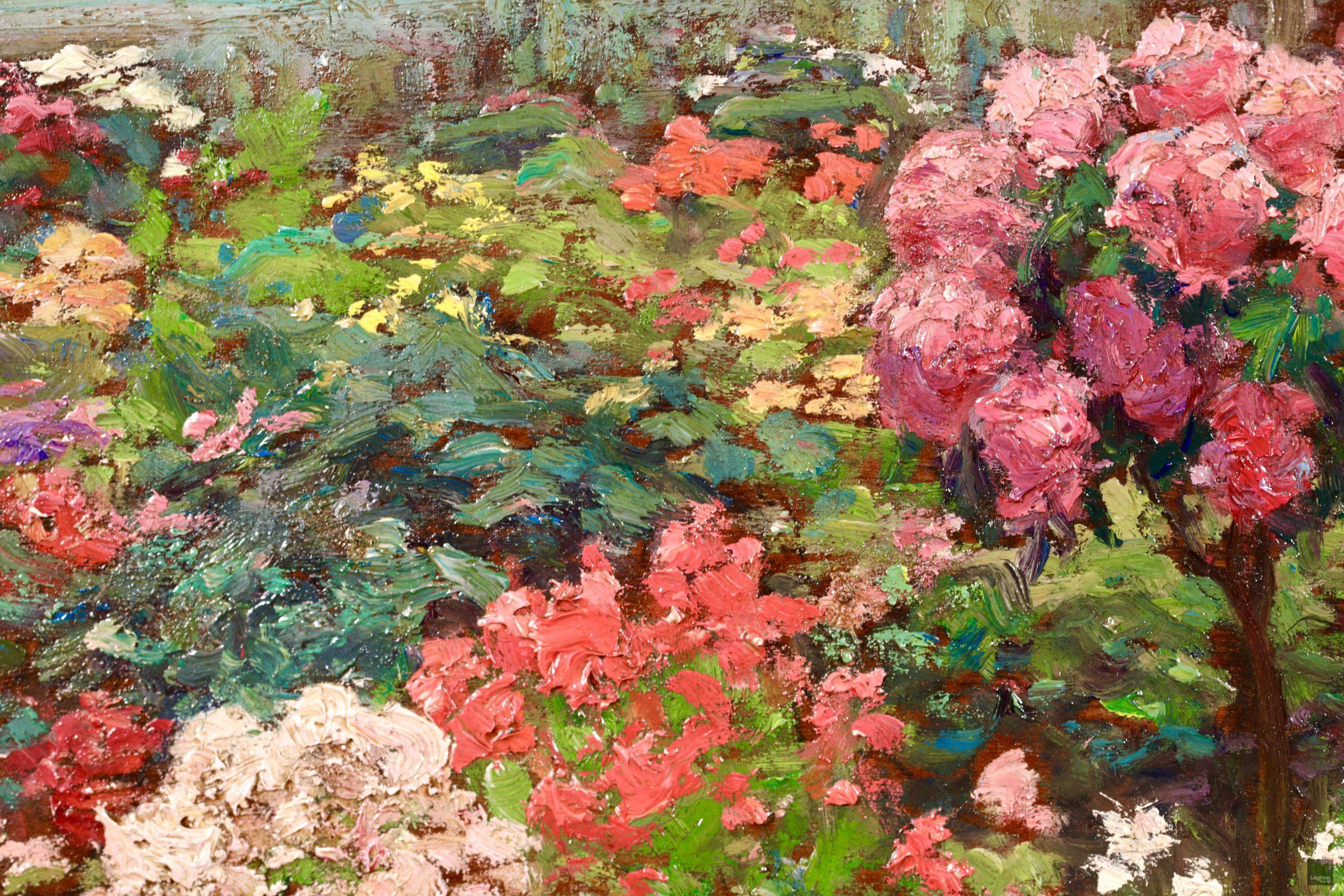 Un jardin d'ete - Paysage post-impressionniste Huile d'Octave Guillonnet en vente 3
