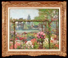 Un jardin d'ete - Paysage post-impressionniste Huile d'Octave Guillonnet