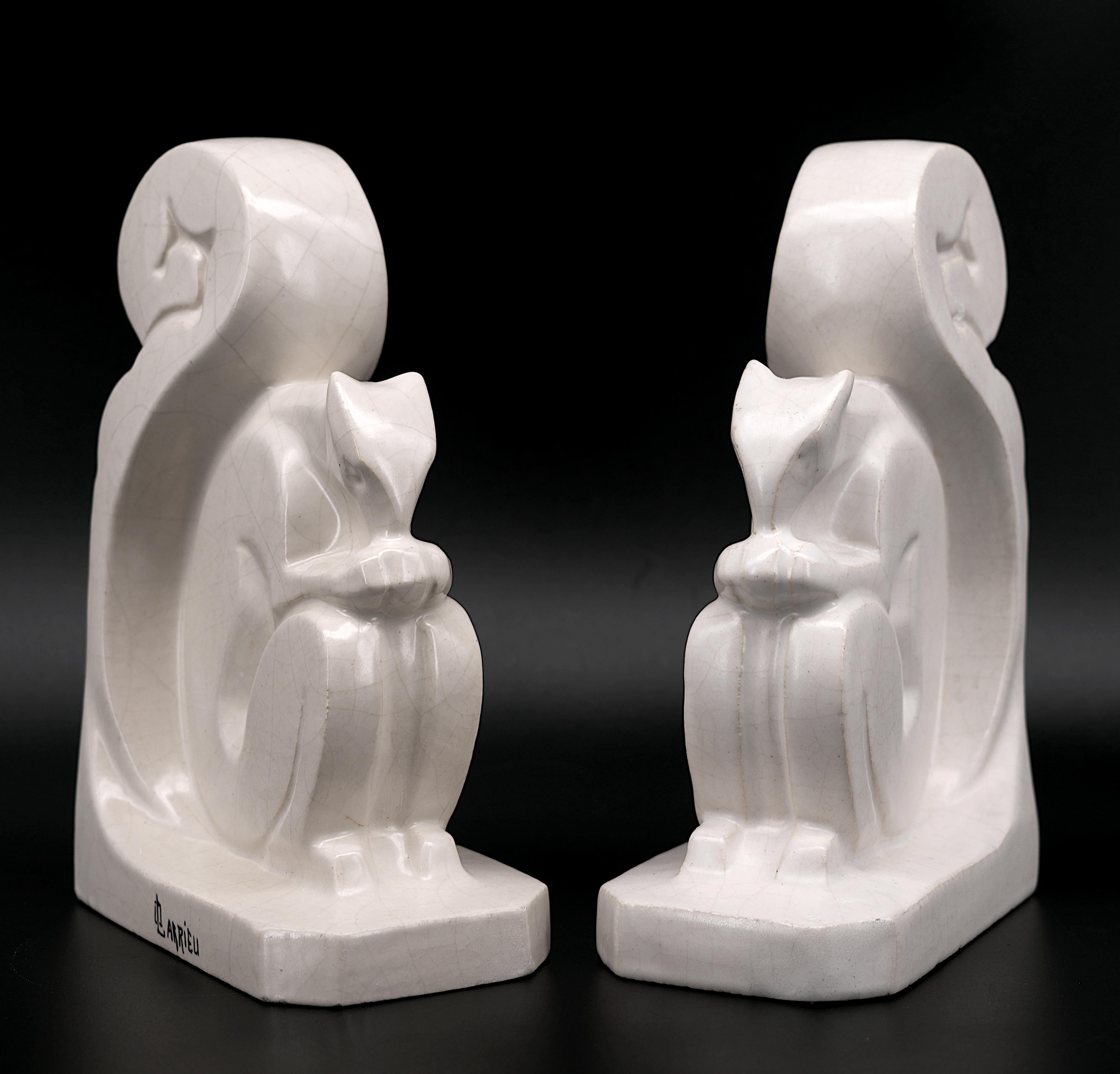 Octave LARRIEU French Art Deco Squirrel Bookends Pair, 1930s In Good Condition For Sale In Saint-Amans-des-Cots, FR
