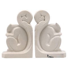 Octave LARRIEU French Art Deco Squirrel Bookends Pair, 1930s