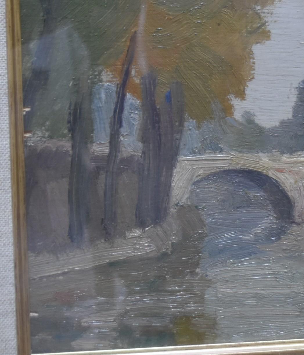 Octave Linet (1870-1962) La Seine à Paris, oil on panel signed   For Sale 3