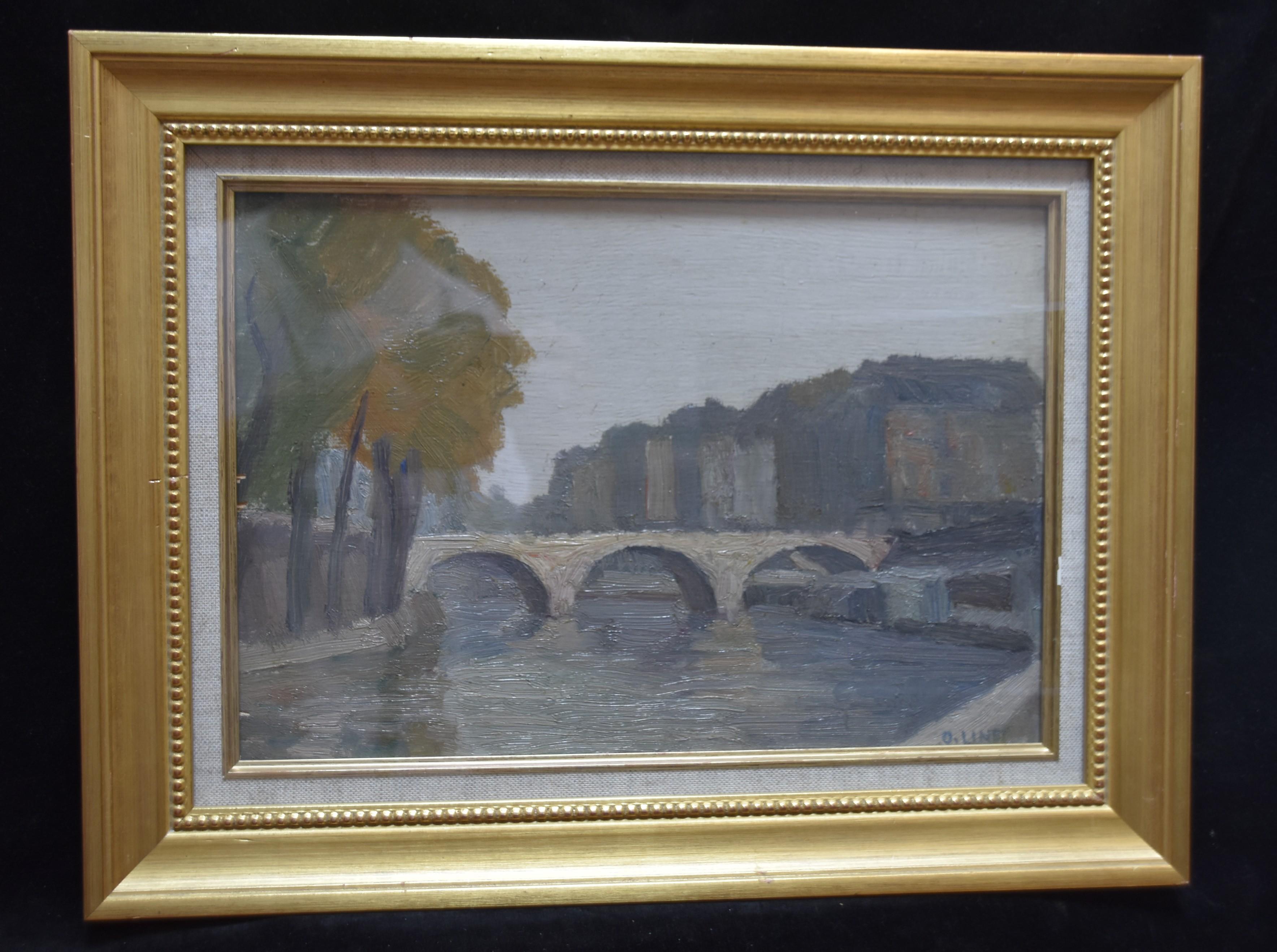 Octave Linet (1870-1962) La Seine à Paris, oil on panel signed   For Sale 5