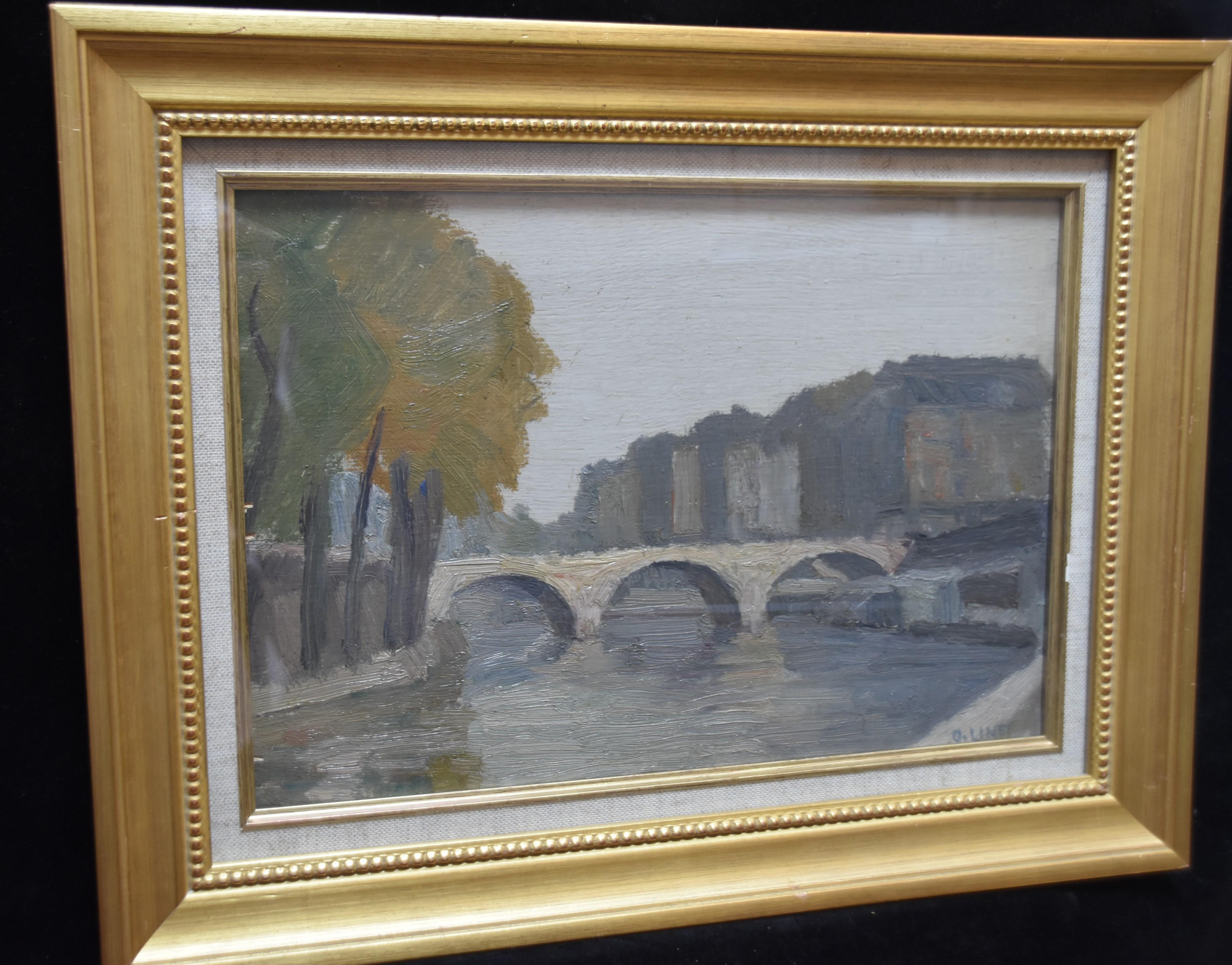Octave Linet (1870-1962) La Seine à Paris, oil on panel signed   For Sale 6