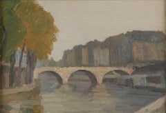 Octave Linet (1870-1962) La Seine à Paris, huile sur panneau signée  