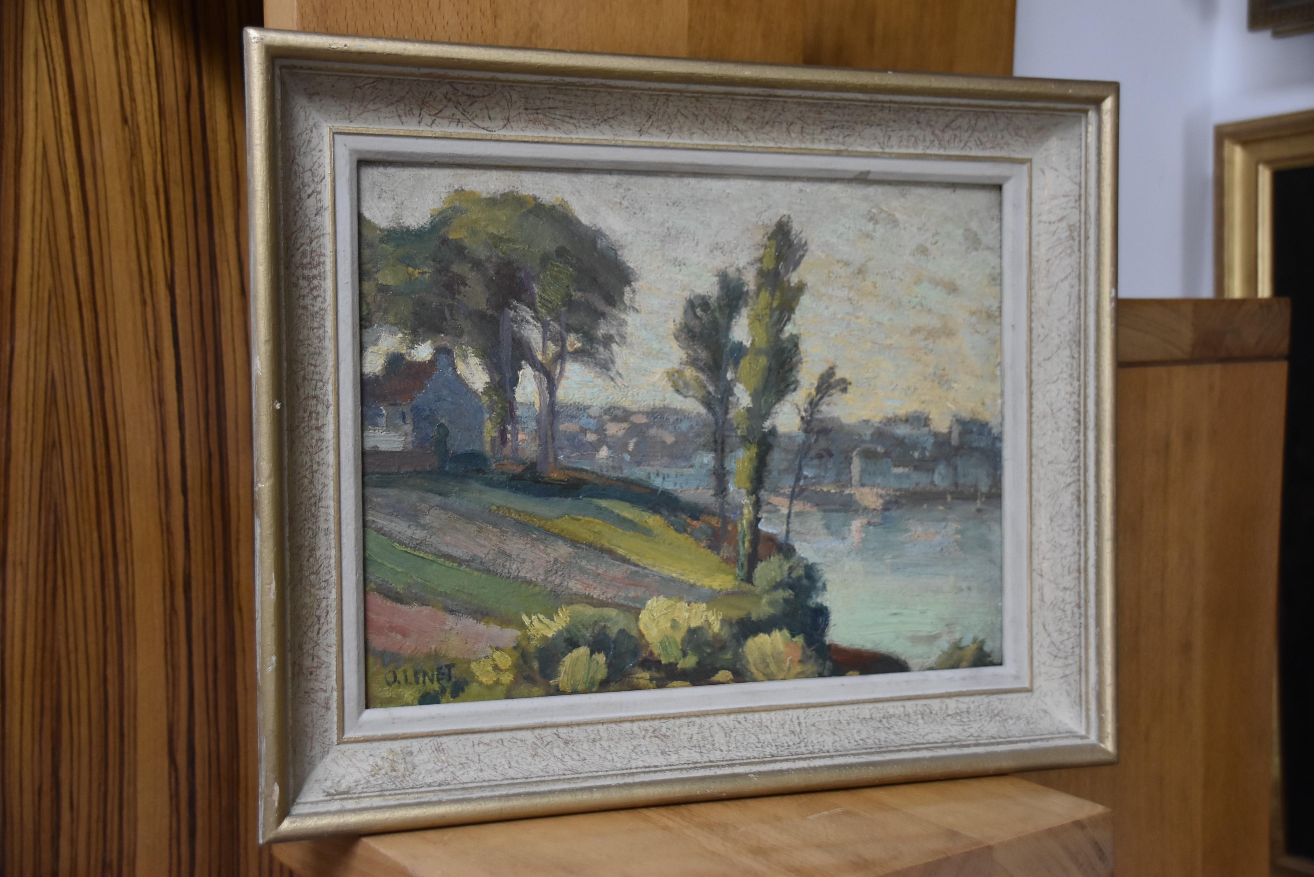 Octave Linet (1870-1962) Landscape by the river, oil on board signed   For Sale 6