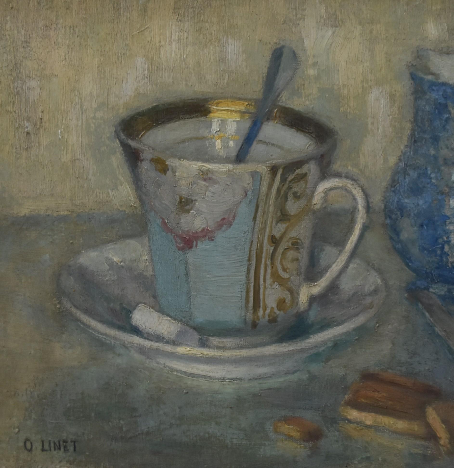 Octave Linet (1870-1962) Still life with a cup, oil on canvas signed   2