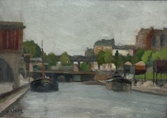 Octave Linet (1870-1962) Vue de la rivière, huile sur panneau signée
