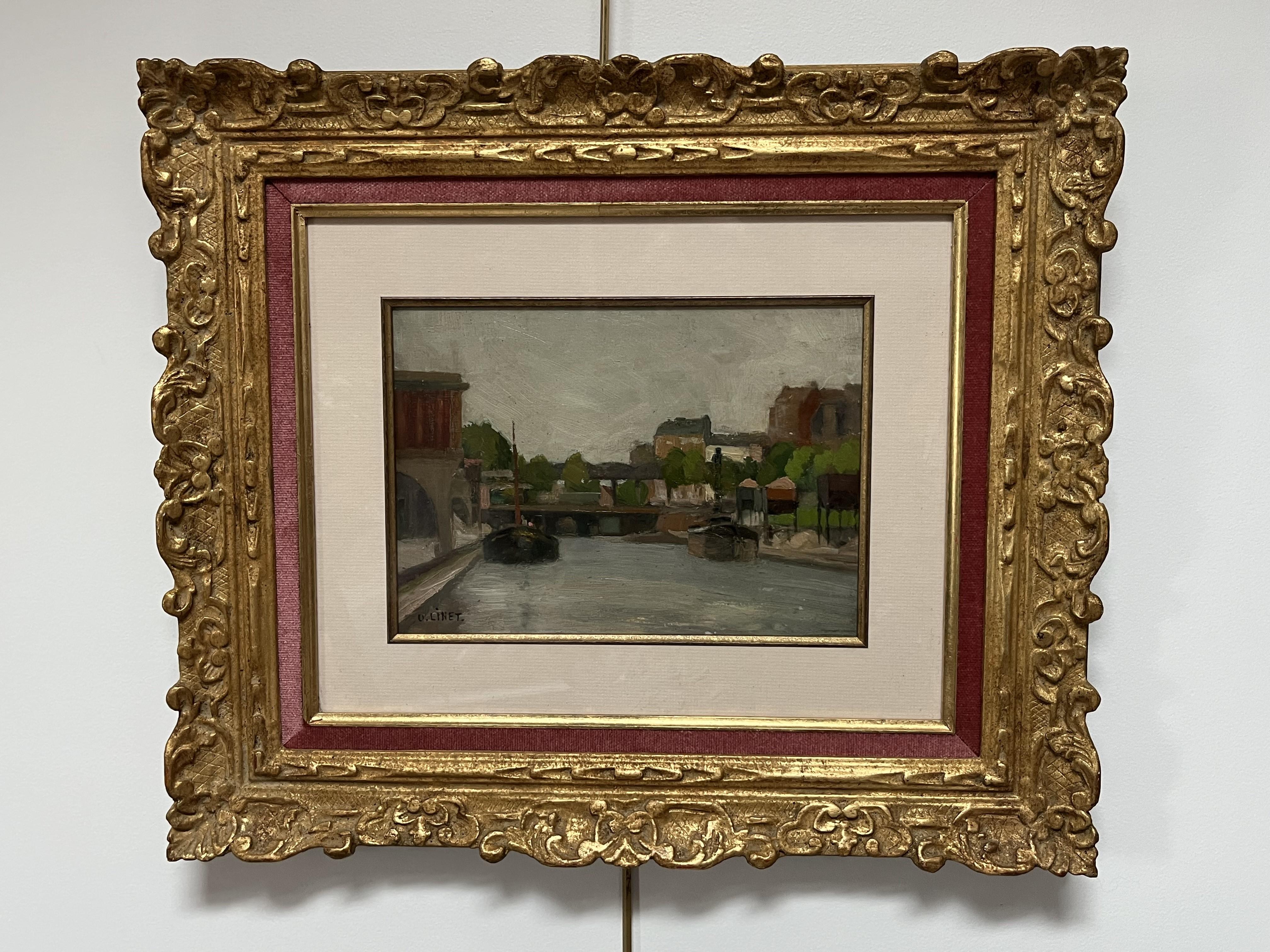 Octave Linet (1870-1962) Vue de la rivière, huile sur panneau signée 4