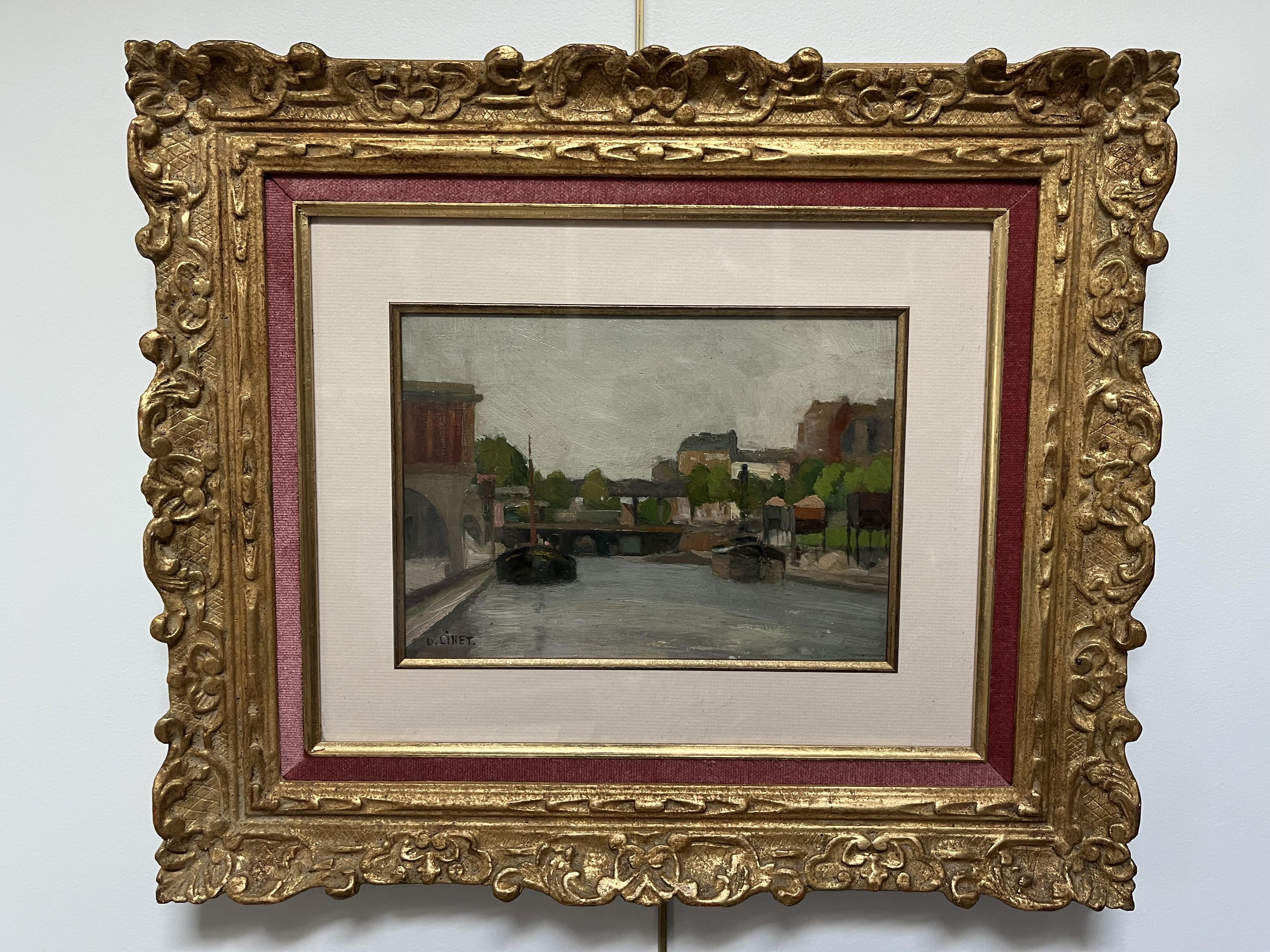Octave Linet (1870-1962) Vue de la rivière, huile sur panneau signée 5