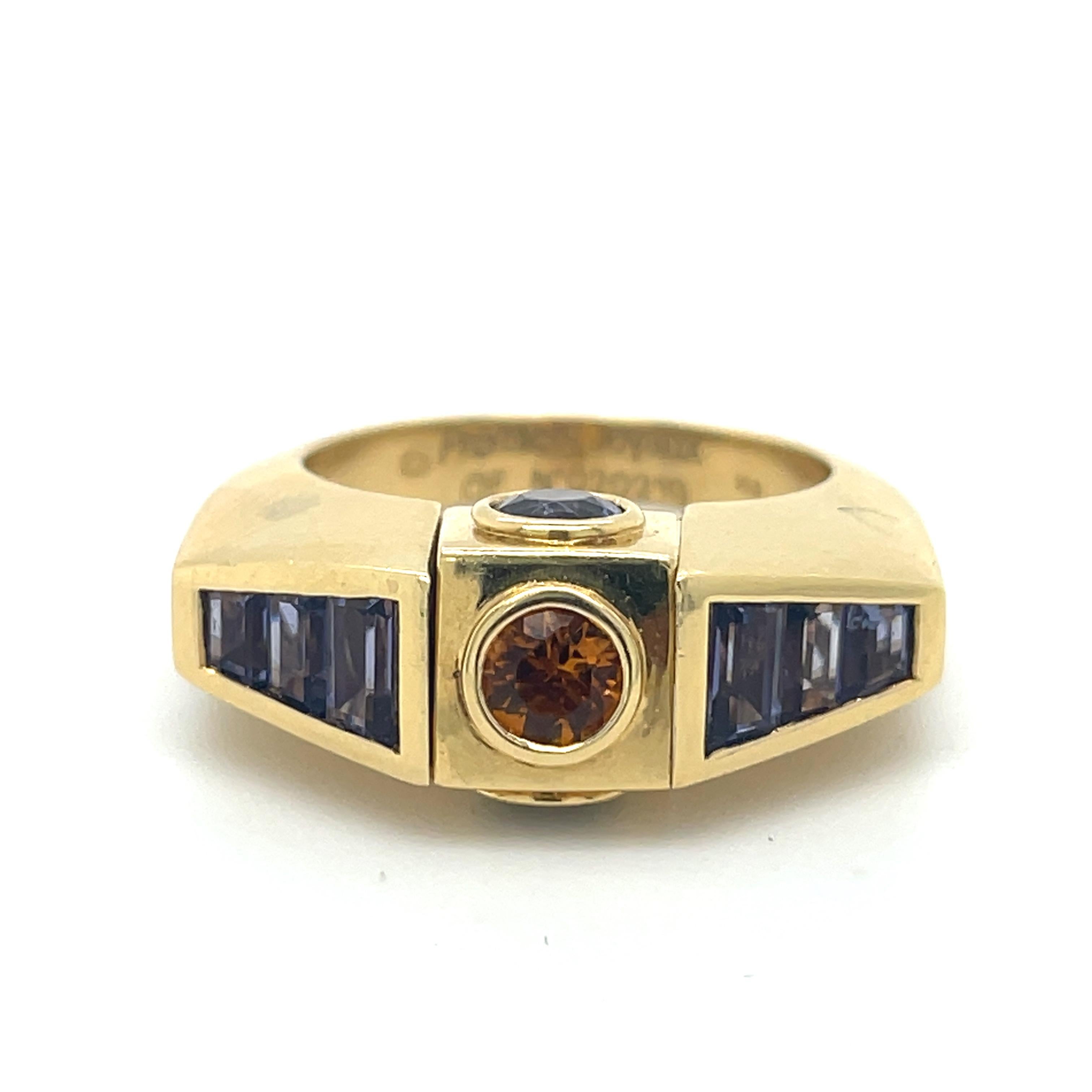 Octavia Premiers Joyaux Ring-Spinner Ring-Amethyst, Peridot, Citrine, Tanzanite In Excellent Condition For Sale In Ramat Gan, IL