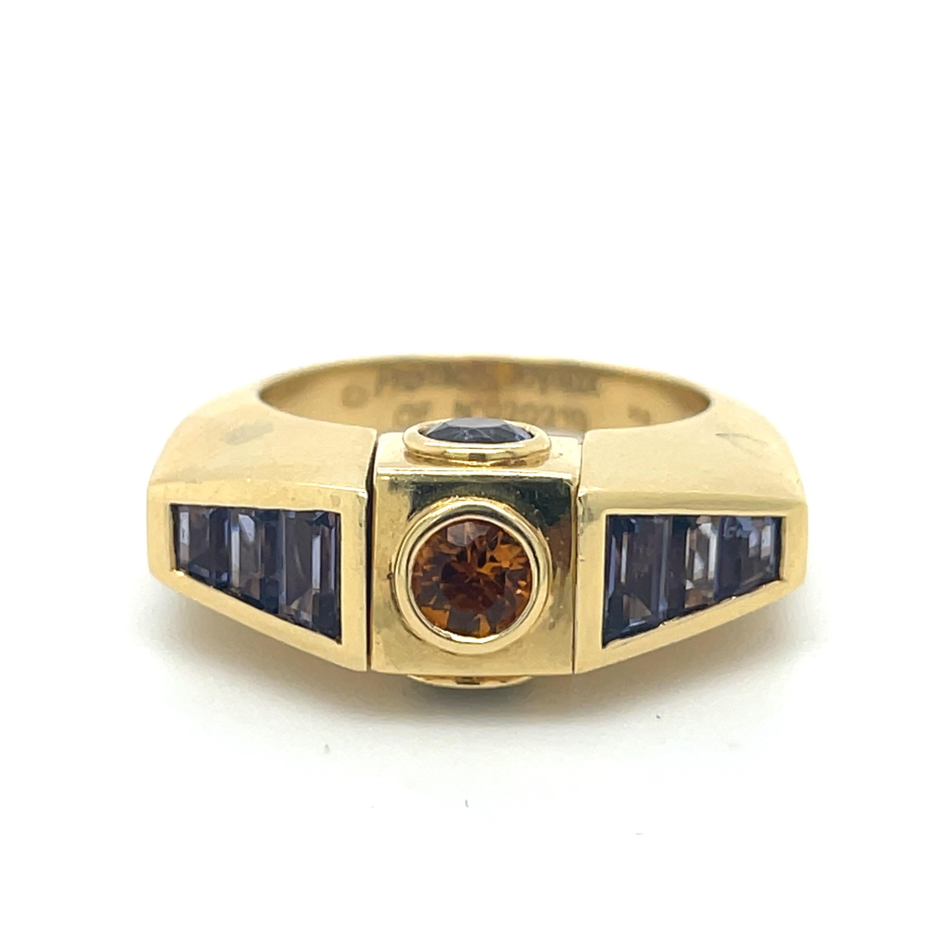 Octavia Premiers Joyaux Bague Spinner Bague-Amethyst, Péridot, Citrine, Tanzanite Excellent état - En vente à Ramat Gan, IL
