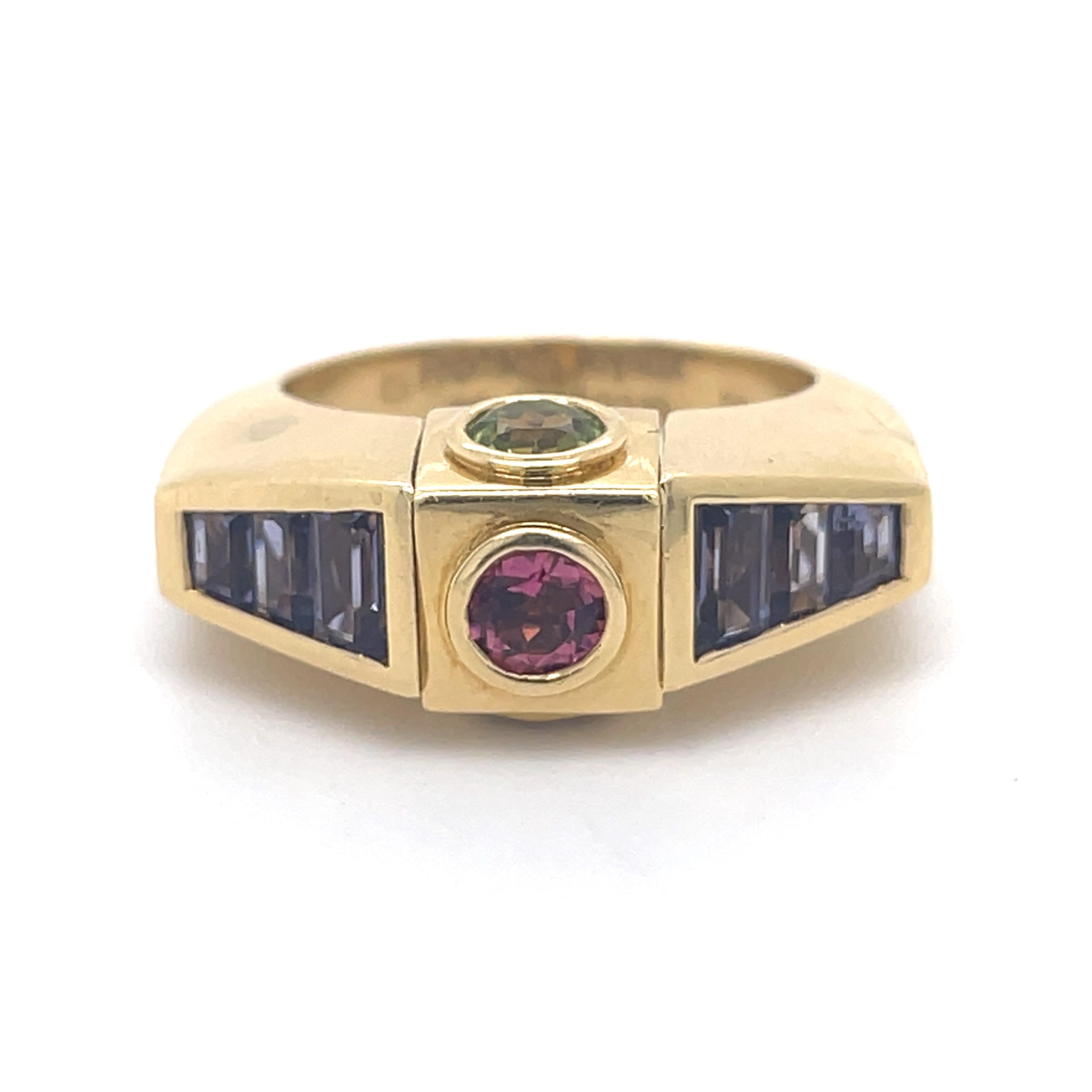 Women's or Men's Octavia Premiers Joyaux Ring-Spinner Ring-Amethyst, Peridot, Citrine, Tanzanite For Sale