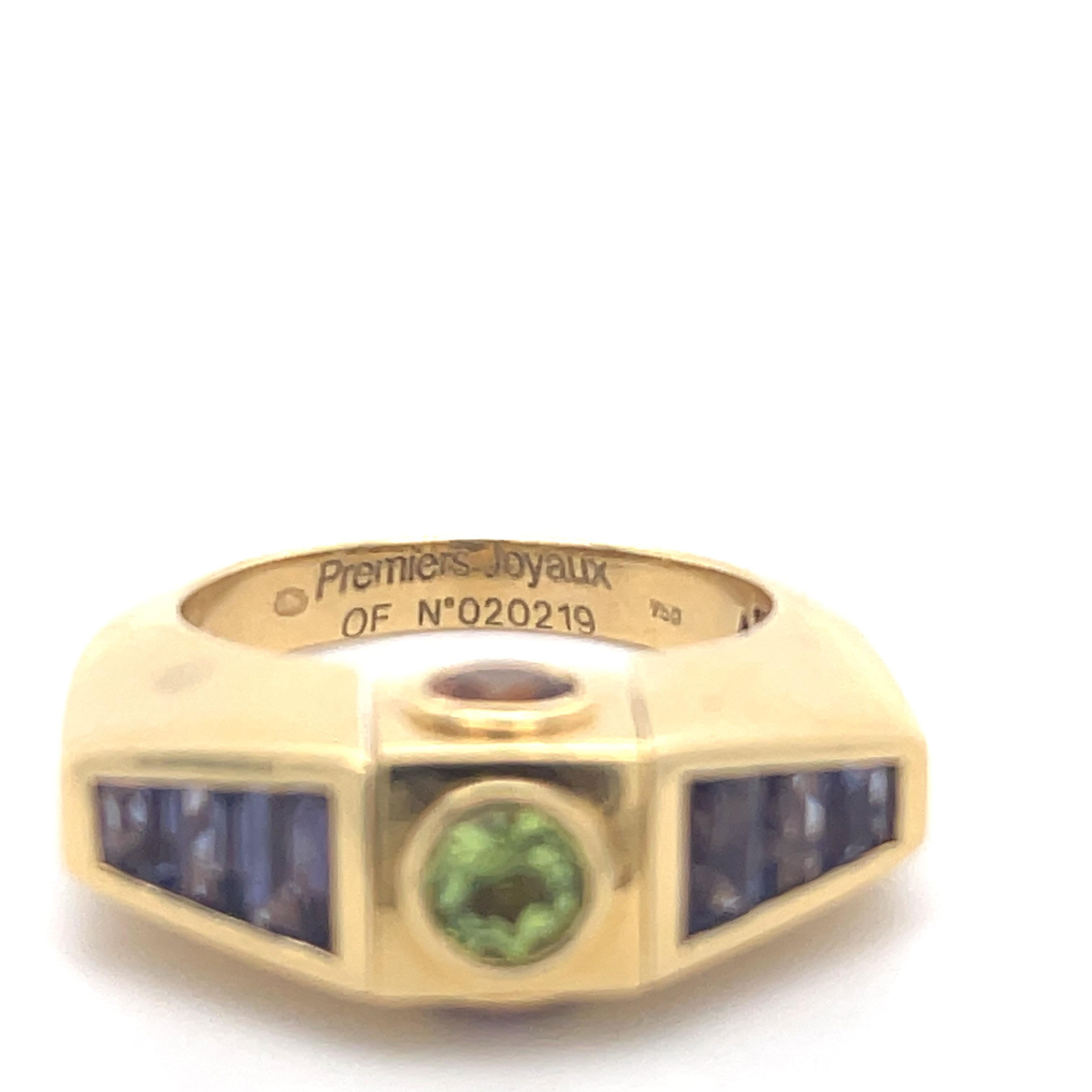 Octavia Premiers Joyaux Ring-Spinner Ring-Amethyst, Peridot, Citrine, Tanzanite For Sale 1