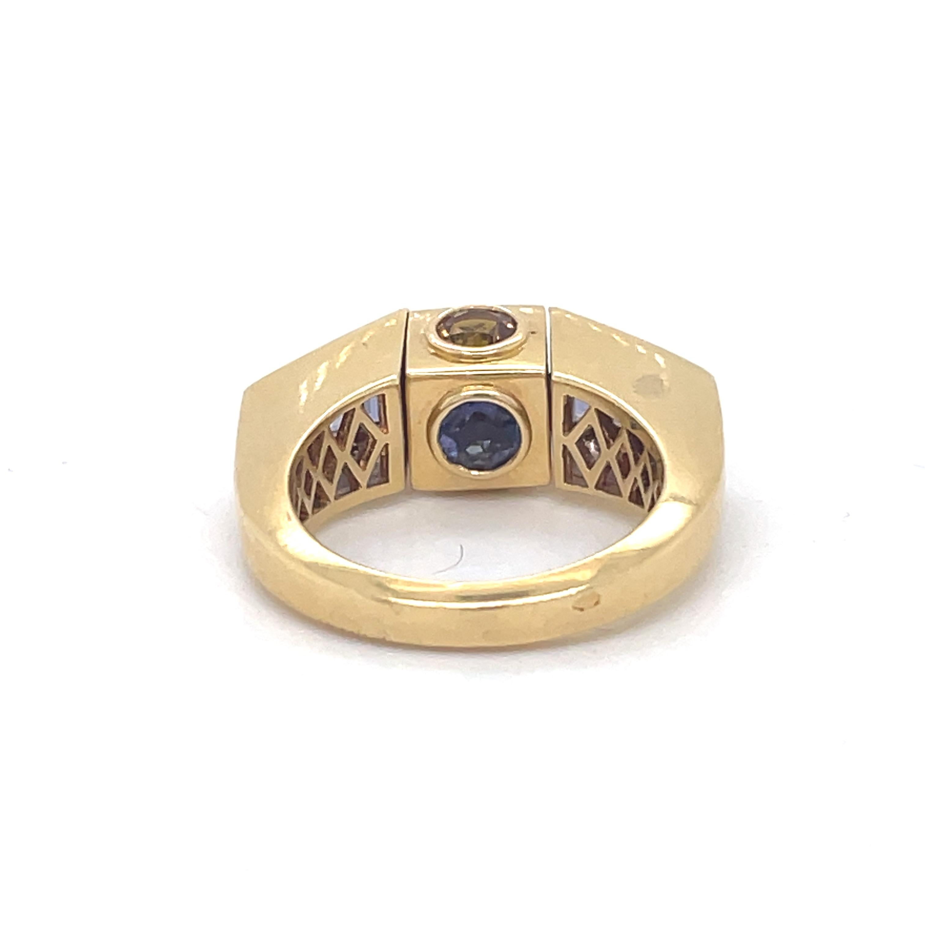 Octavia Premiers Joyaux Ring-Spinner Ring-Amethyst, Peridot, Citrine, Tanzanite For Sale 3